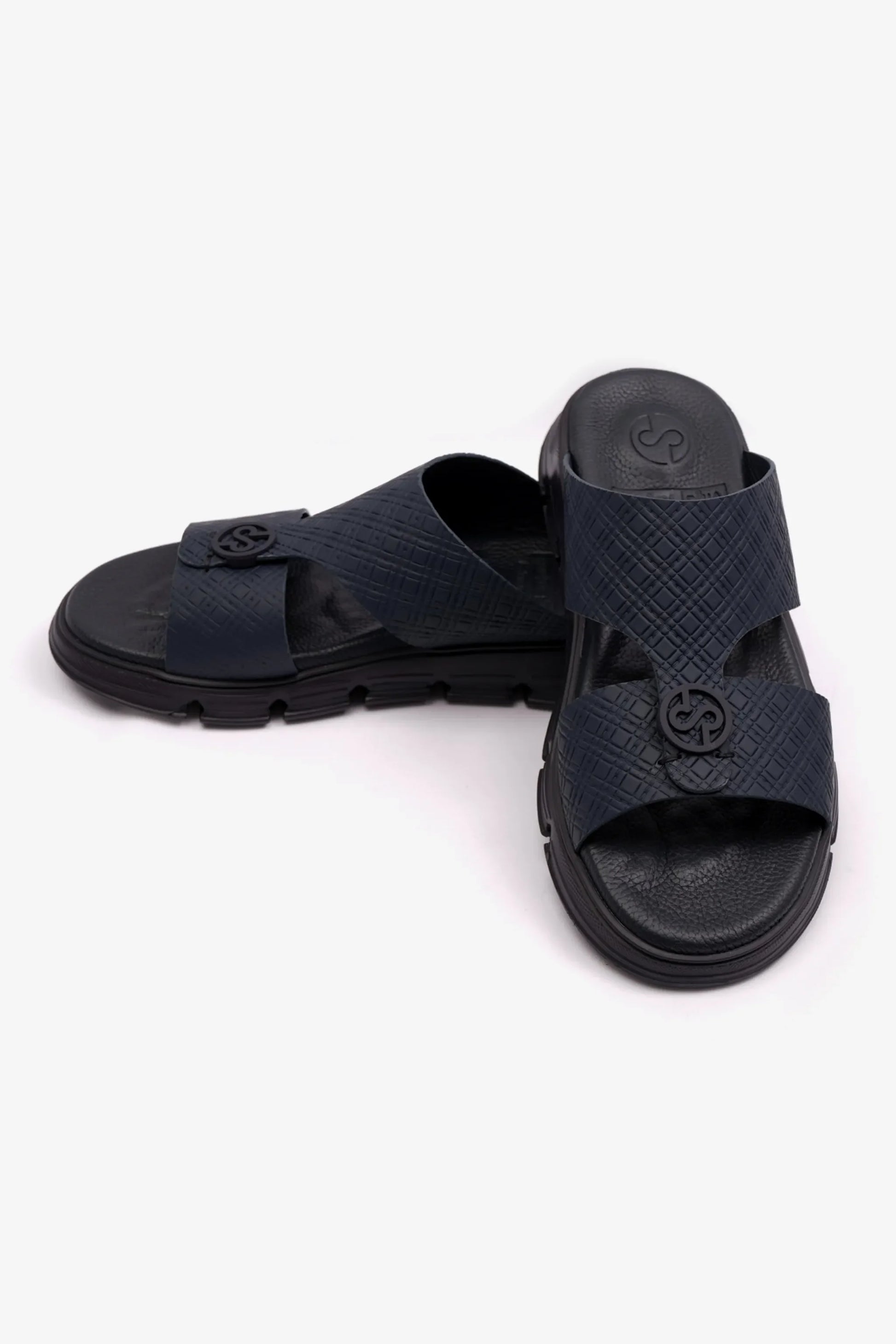 Comfort Plus Men's Italian Outsole Leather Arabic Sandals Navy MSDCP 1002