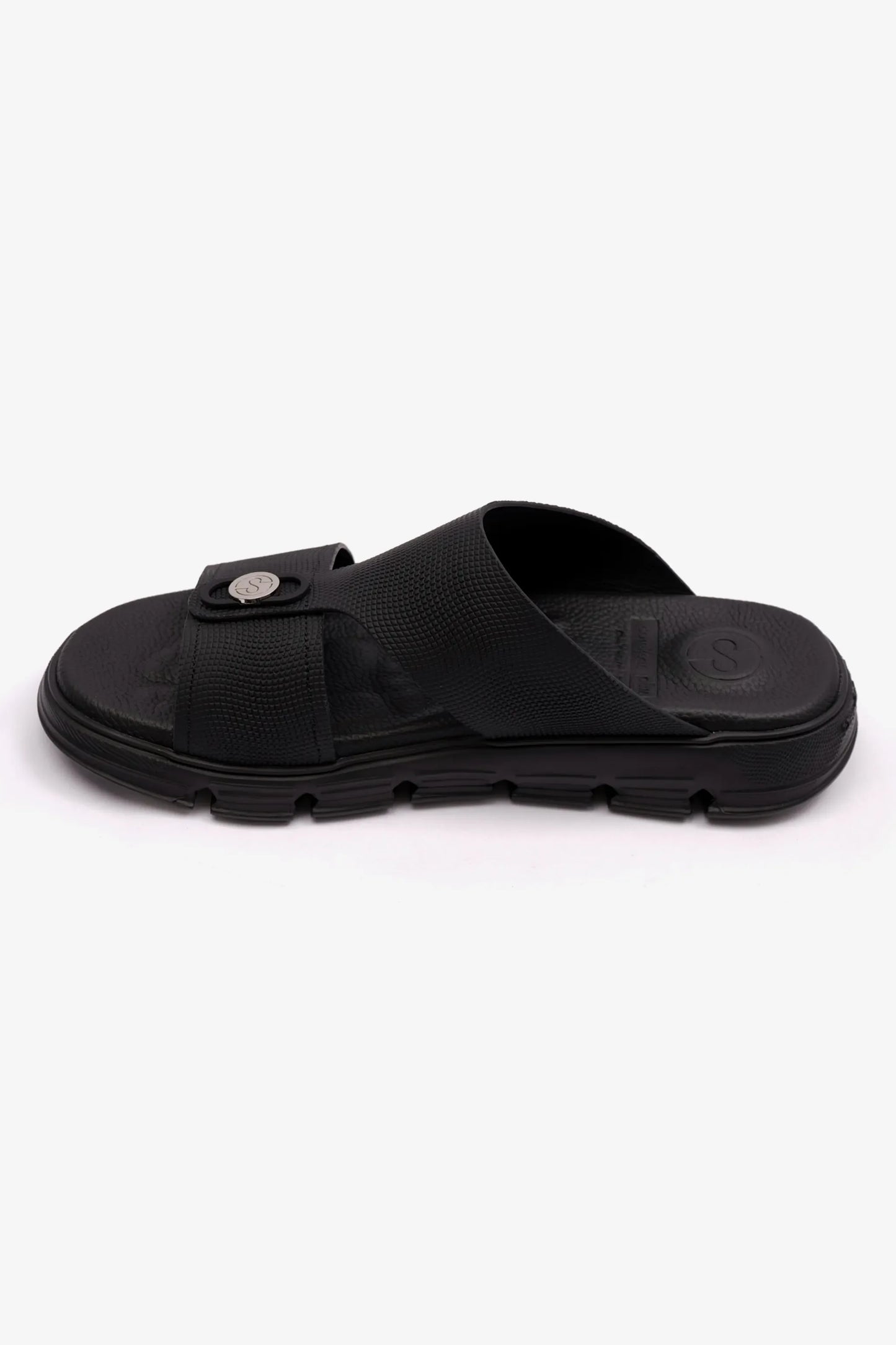 Comfort Plus Men's Embossed Leather Arabic Sandals Black MSDCP1006