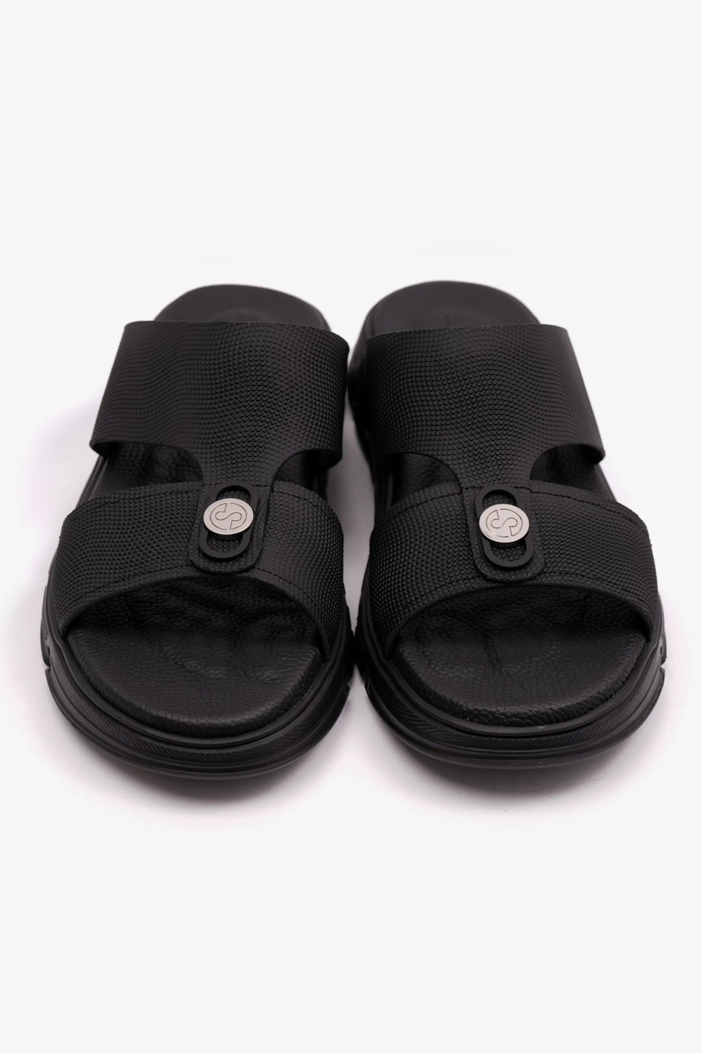 Comfort Plus Men's Embossed Leather Arabic Sandals Black MSDCP1006