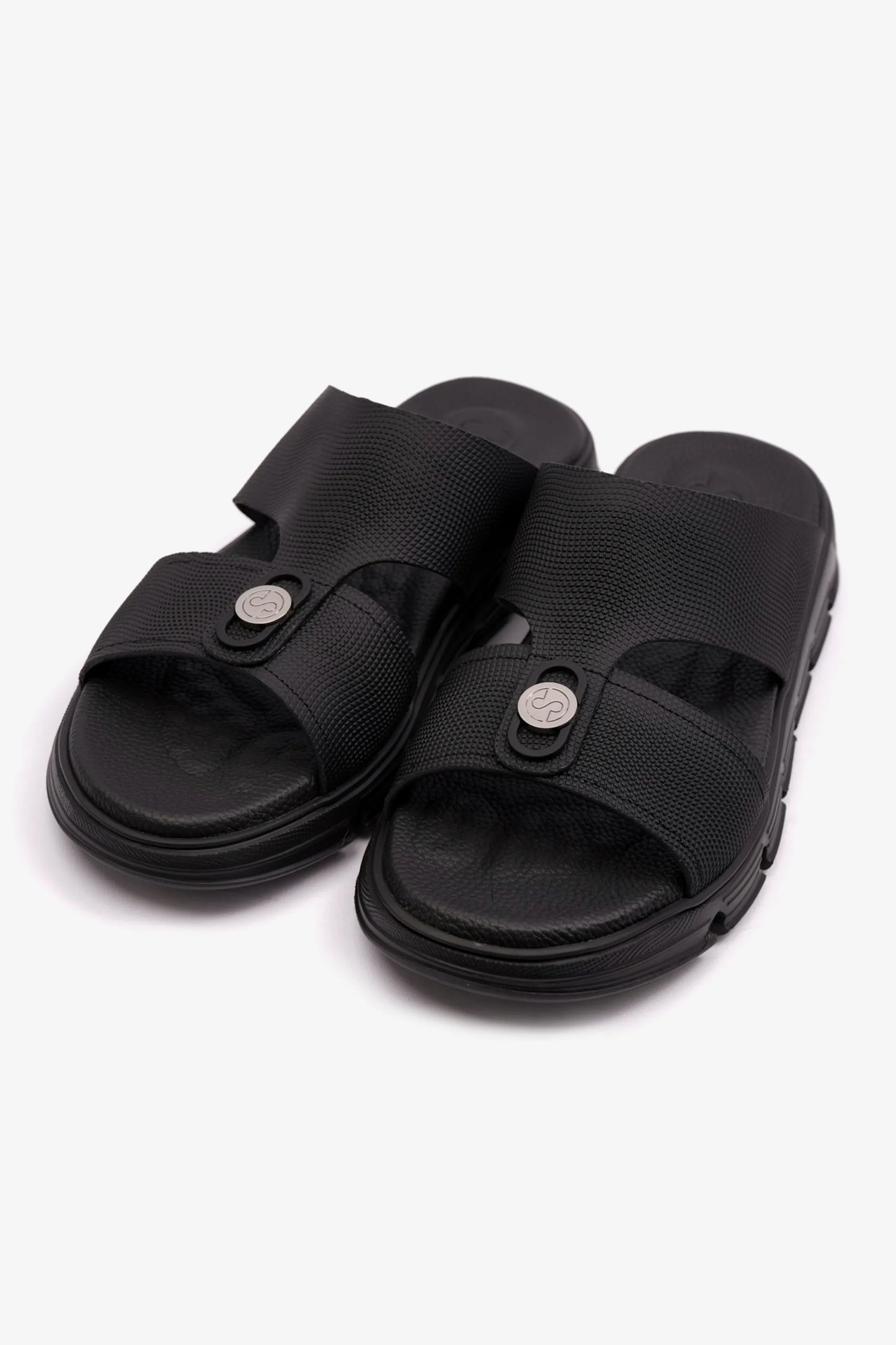 Comfort Plus Men's Embossed Leather Arabic Sandals Black MSDCP1006