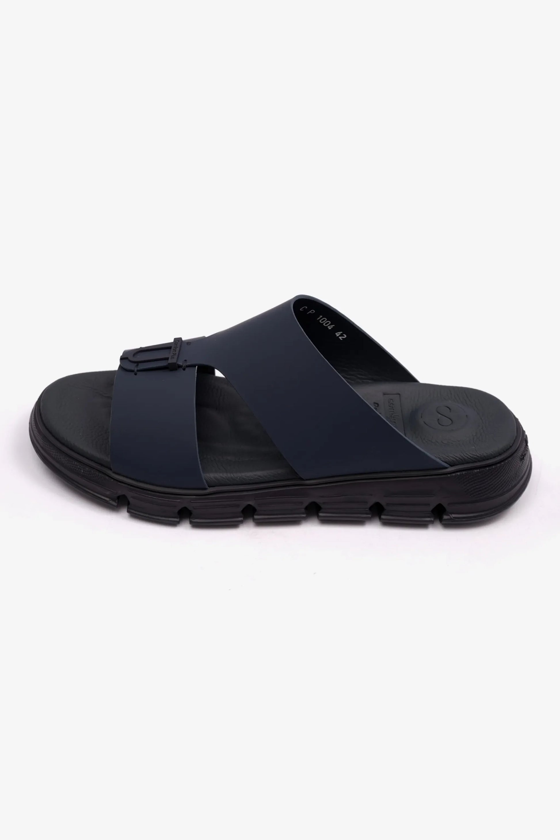 Comfort Plus Men's Elegant Trim Matte Leather Sandals Navy MSDCP1004