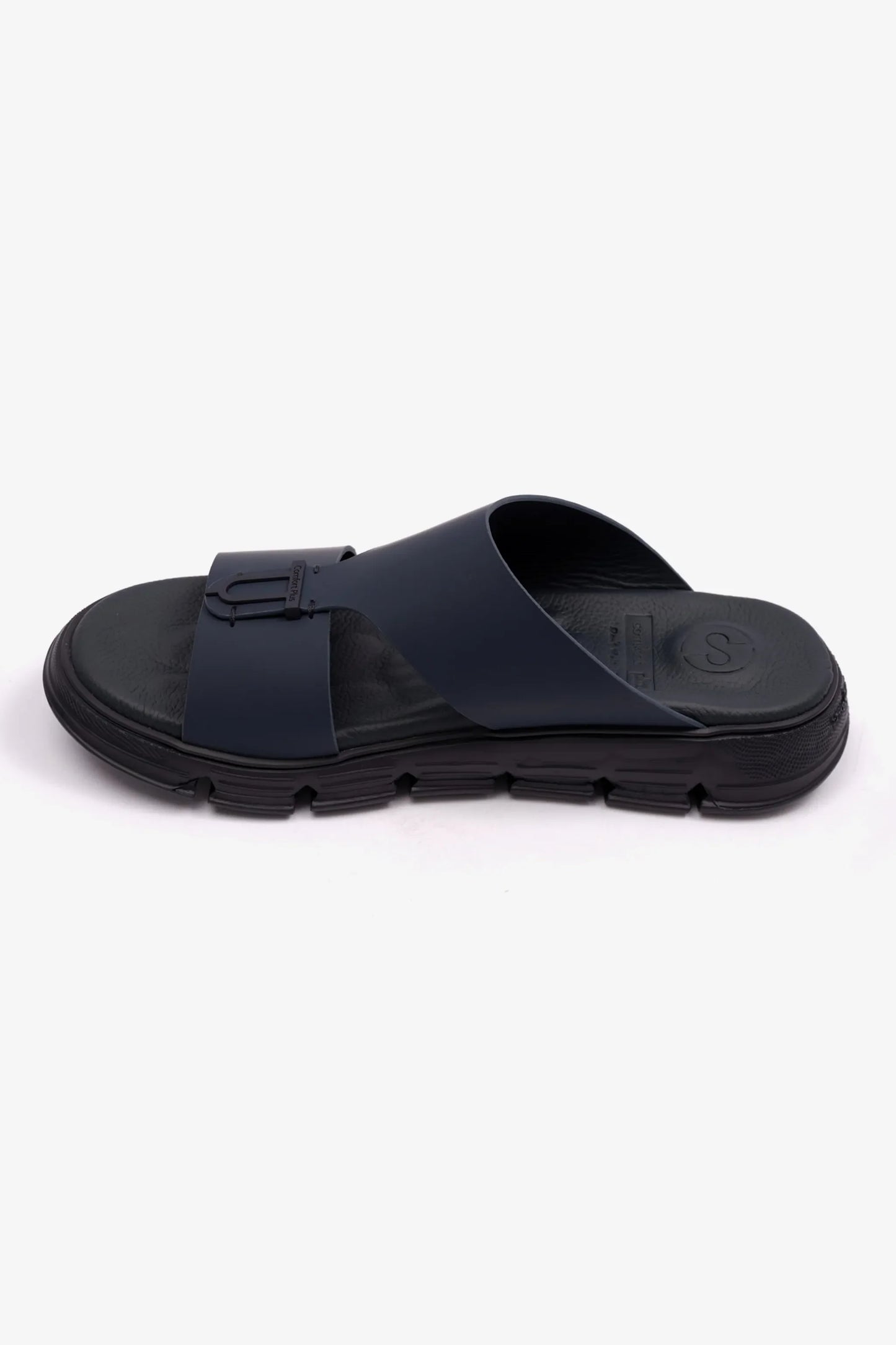 Comfort Plus Men's Elegant Trim Matte Leather Sandals Navy MSDCP1004