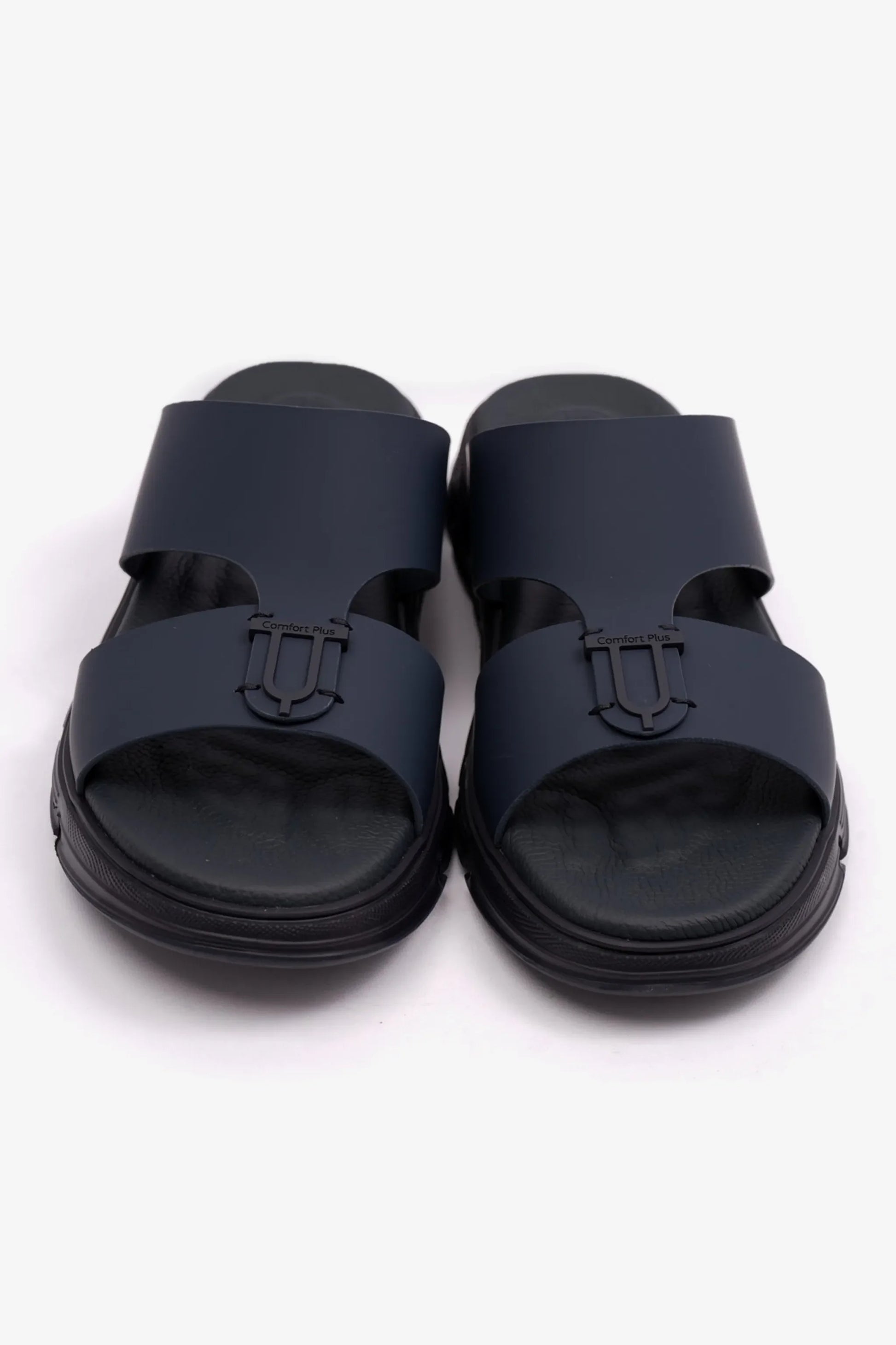 Comfort Plus Men's Elegant Trim Matte Leather Sandals Navy MSDCP1004