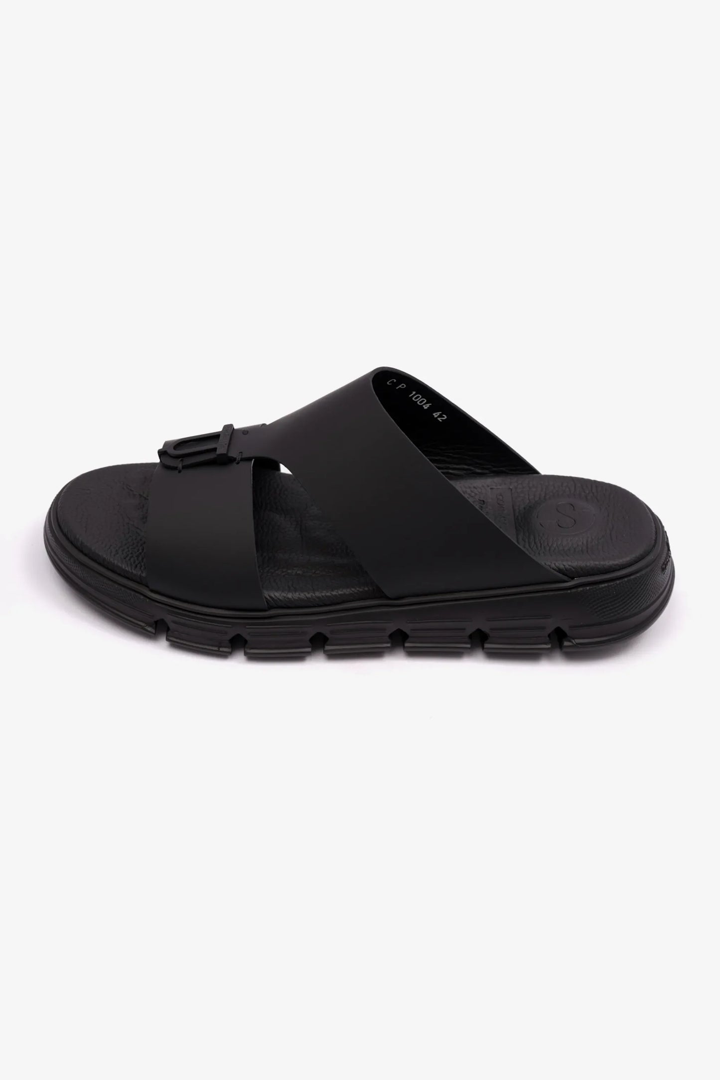Comfort Plus Men's Elegant Trim Matte Leather Sandals Black MSDCP1004