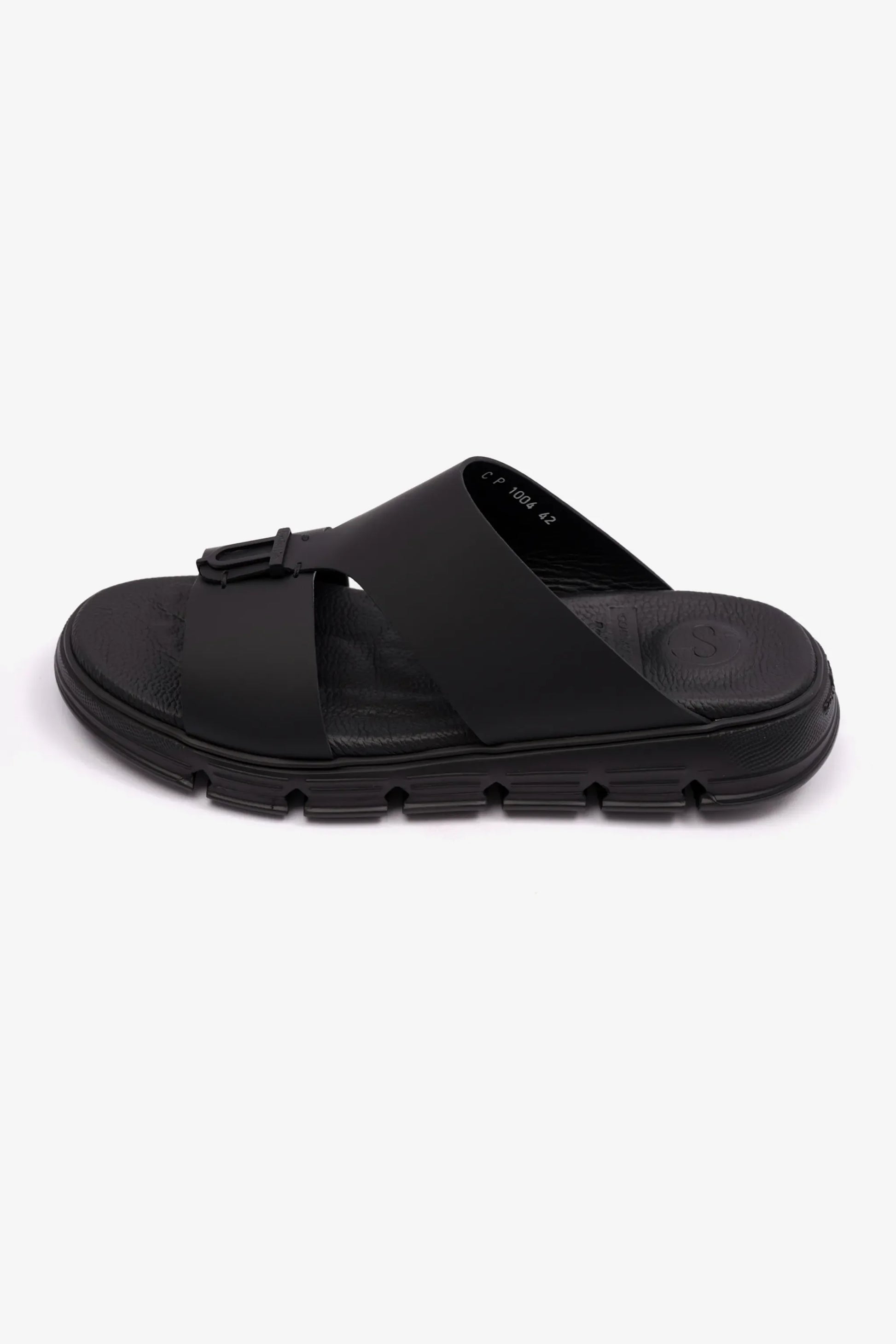 Comfort Plus Men's Elegant Trim Matte Leather Sandals Black MSDCP1004
