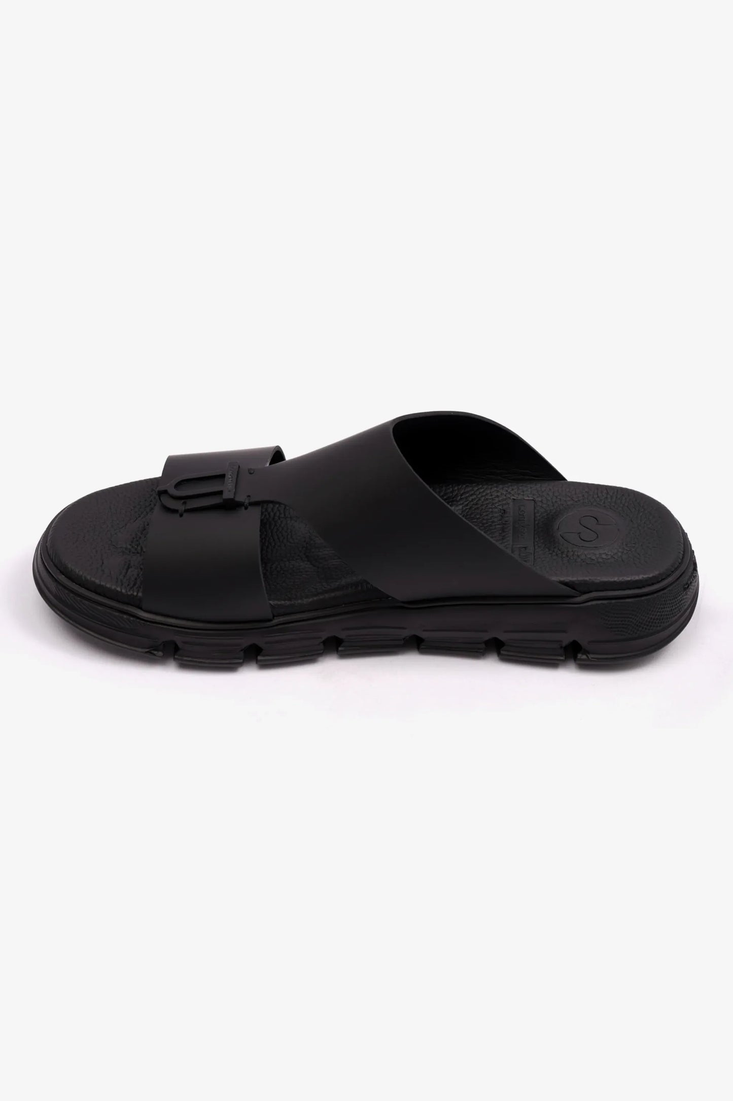 Comfort Plus Men's Elegant Trim Matte Leather Sandals Black MSDCP1004