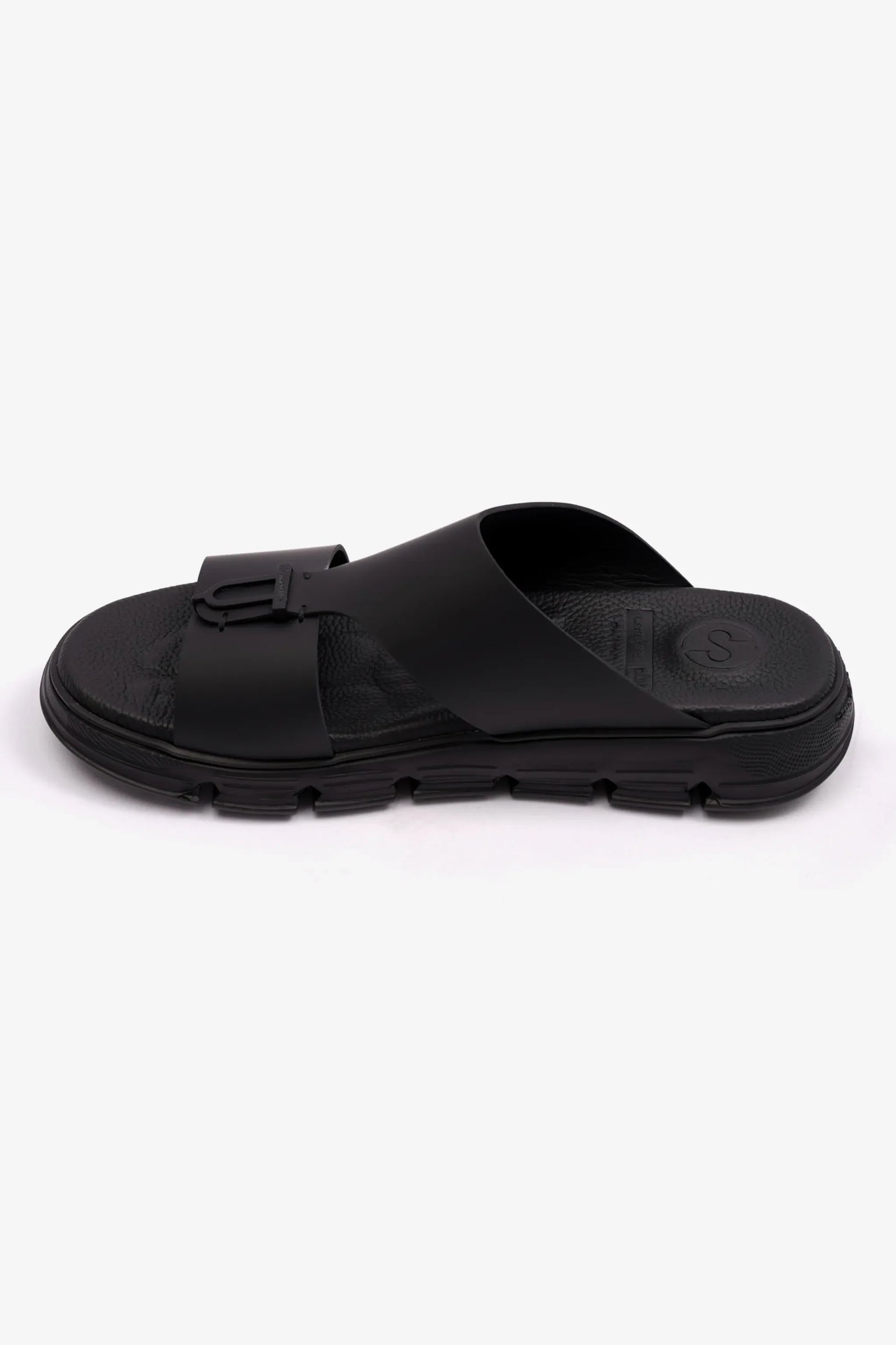 Comfort Plus Men's Elegant Trim Matte Leather Sandals Black MSDCP1004