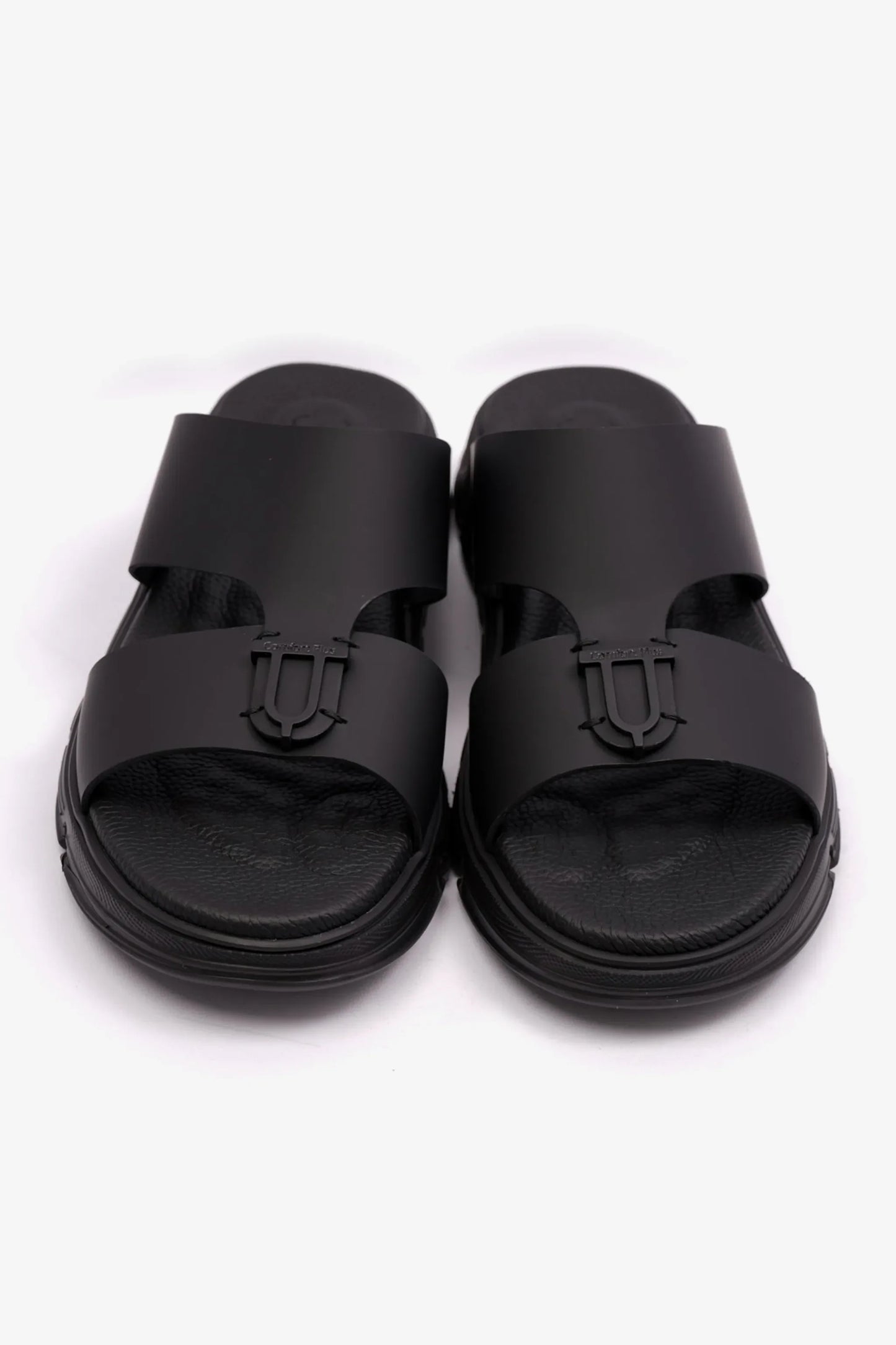 Comfort Plus Men's Elegant Trim Matte Leather Sandals Black MSDCP1004