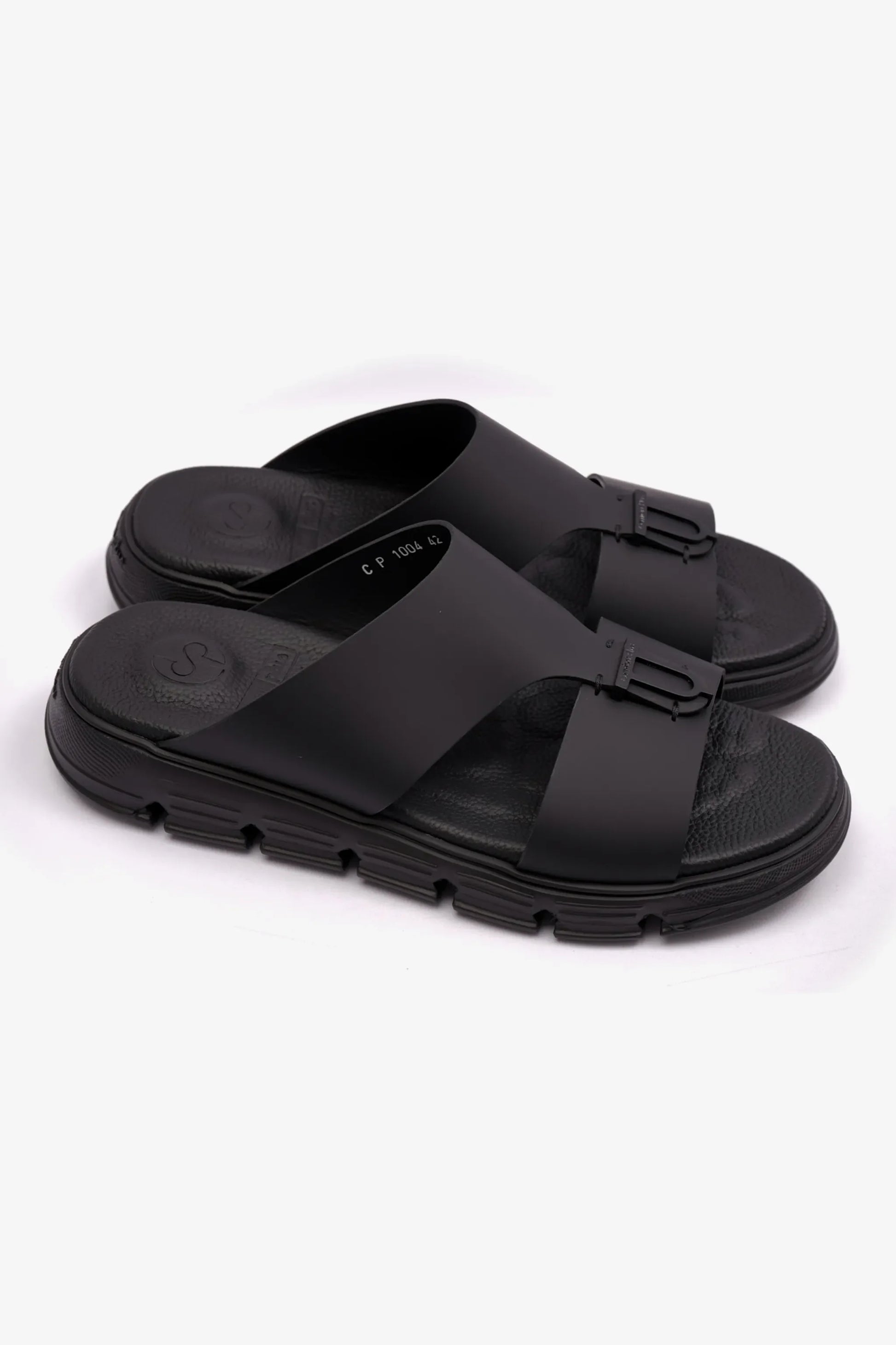 Comfort Plus Men's Elegant Trim Matte Leather Sandals Black MSDCP1004