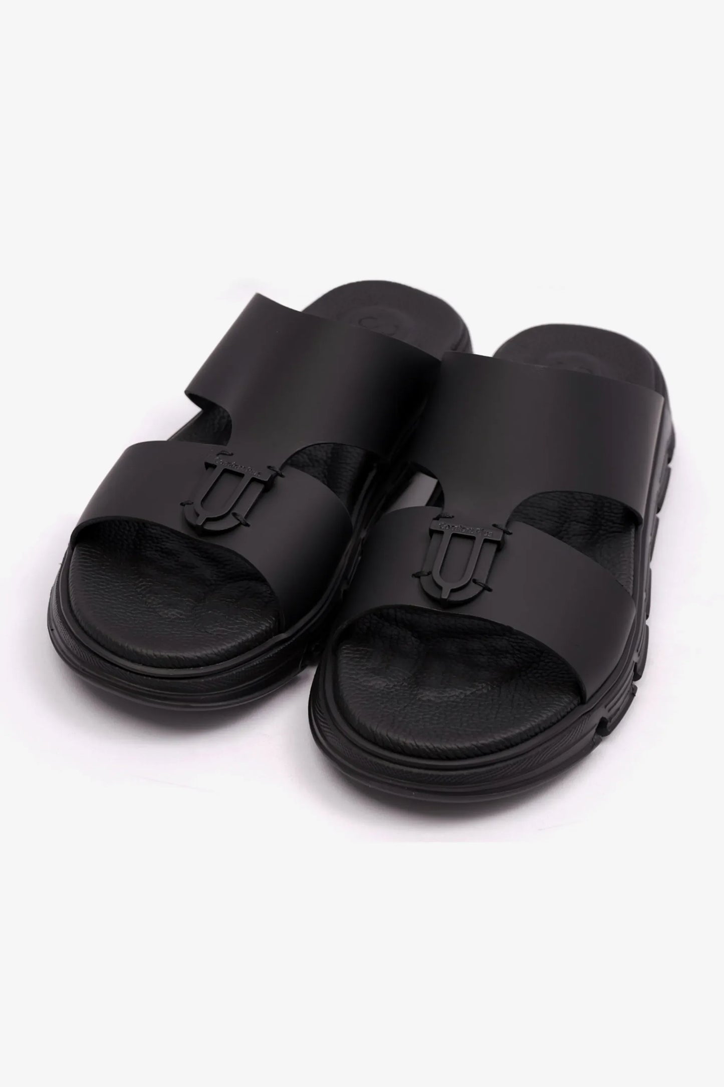 Comfort Plus Men's Elegant Trim Matte Leather Sandals Black MSDCP1004