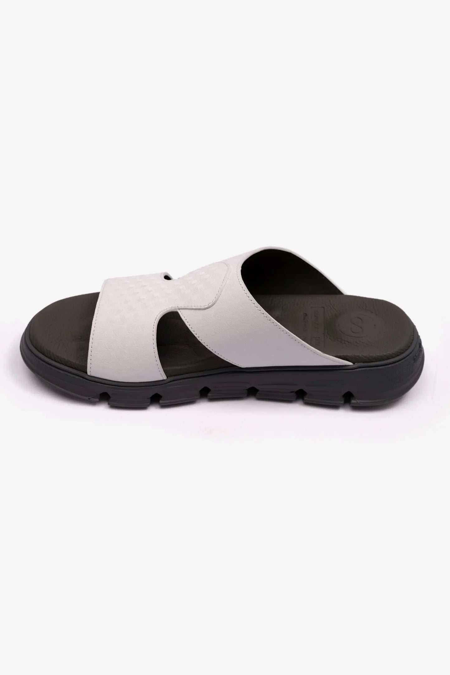 Comfort Plus Men's Embossed Arabic Leather Sandals White MSDCP1005