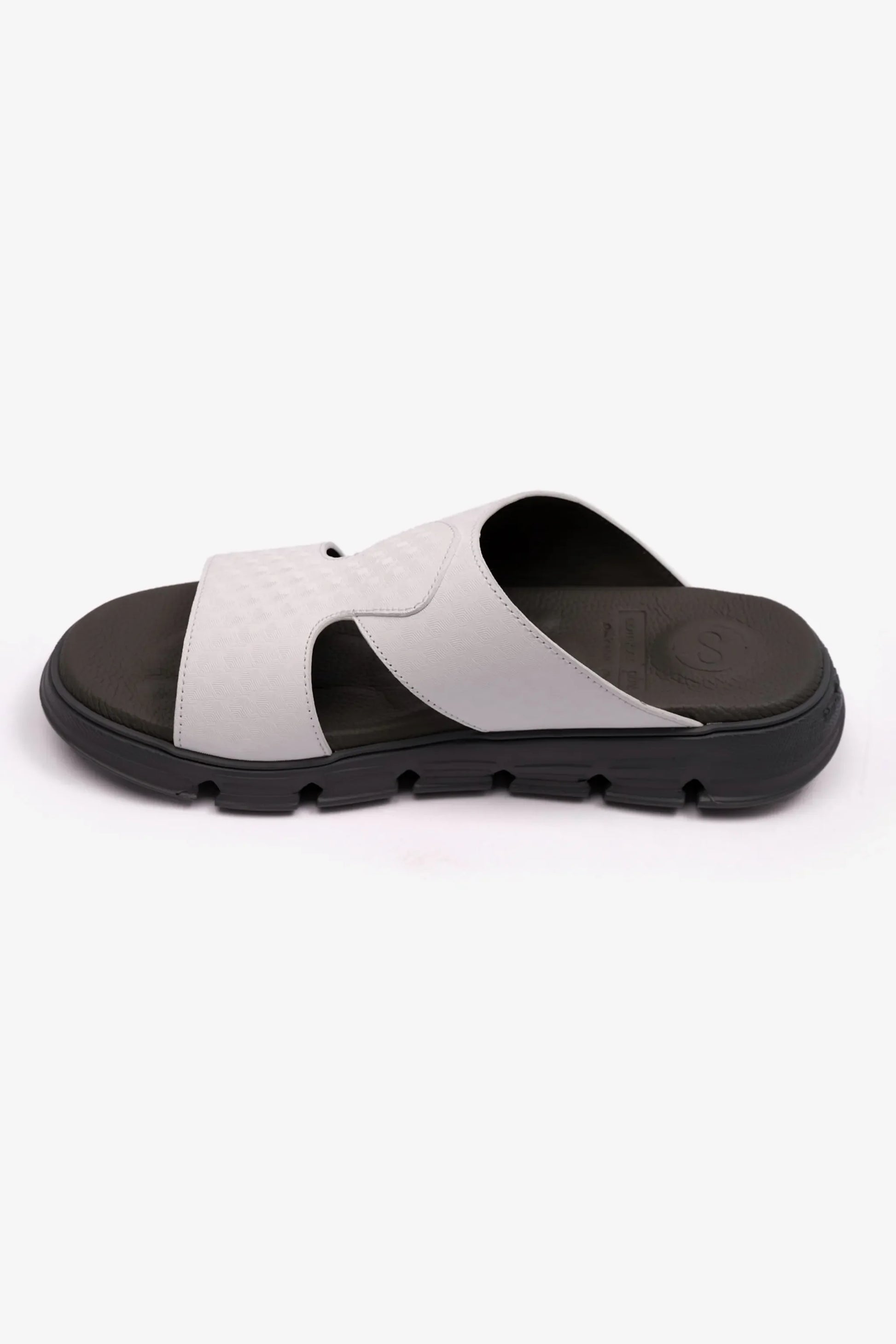 Comfort Plus Men's Embossed Arabic Leather Sandals White MSDCP1005