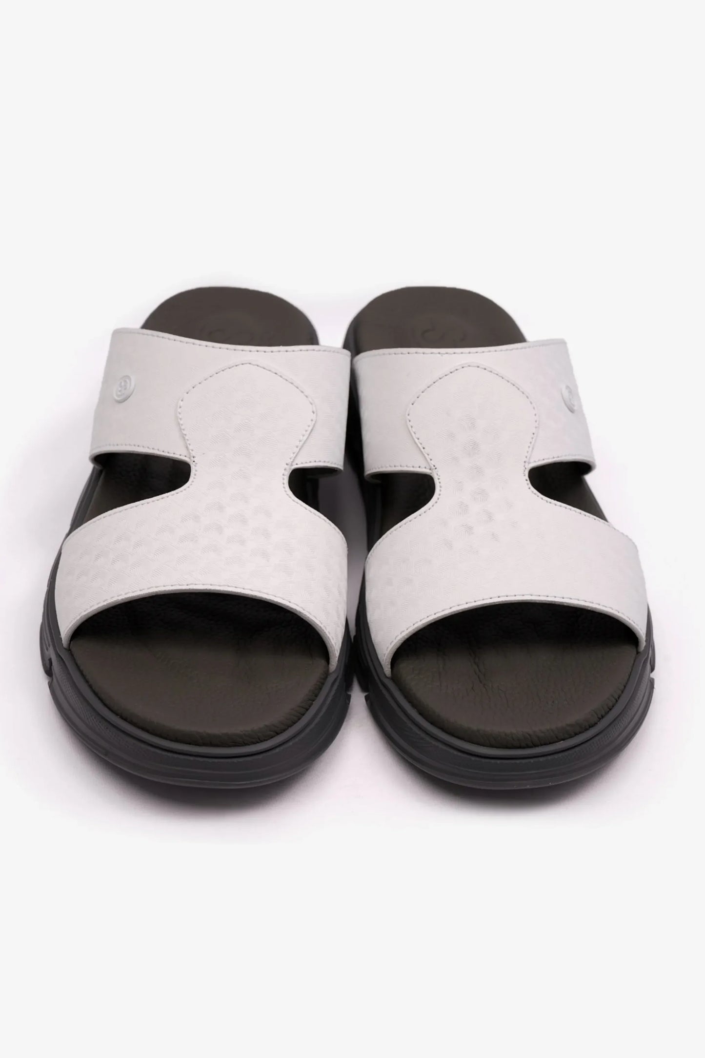 Comfort Plus Men's Embossed Arabic Leather Sandals White MSDCP1005