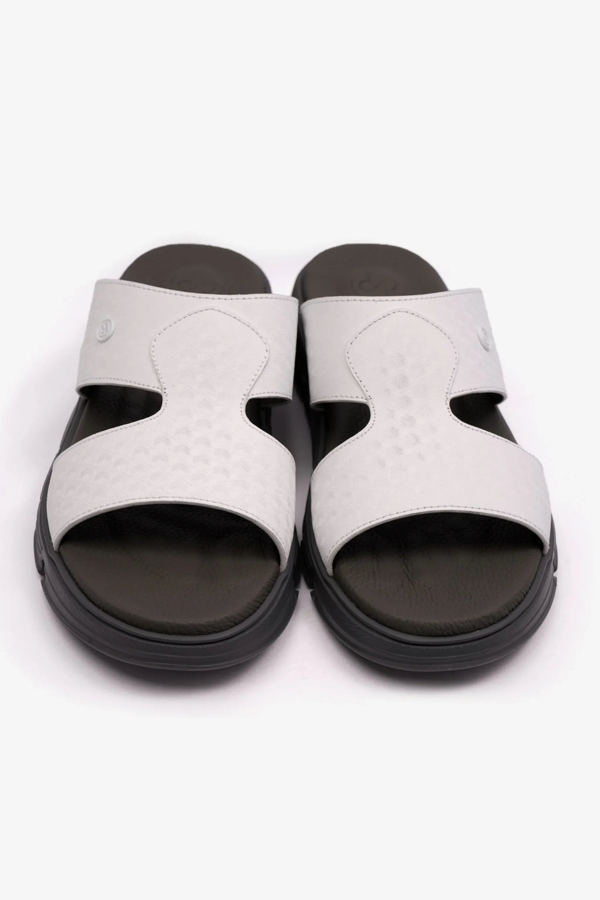 Comfort Plus Men's Embossed Arabic Leather Sandals White MSDCP1005