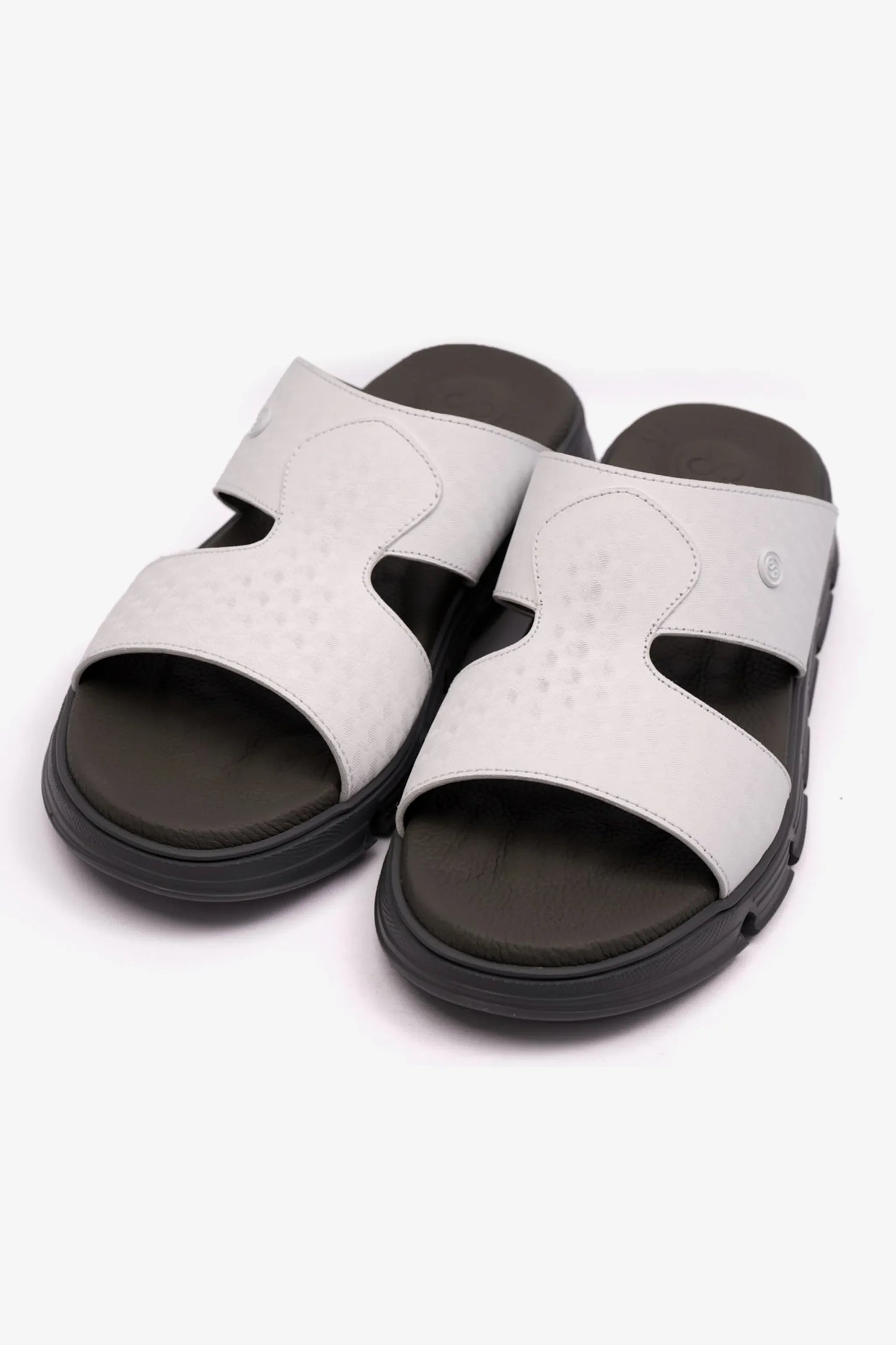 Comfort Plus Men's Embossed Arabic Leather Sandals White MSDCP1005