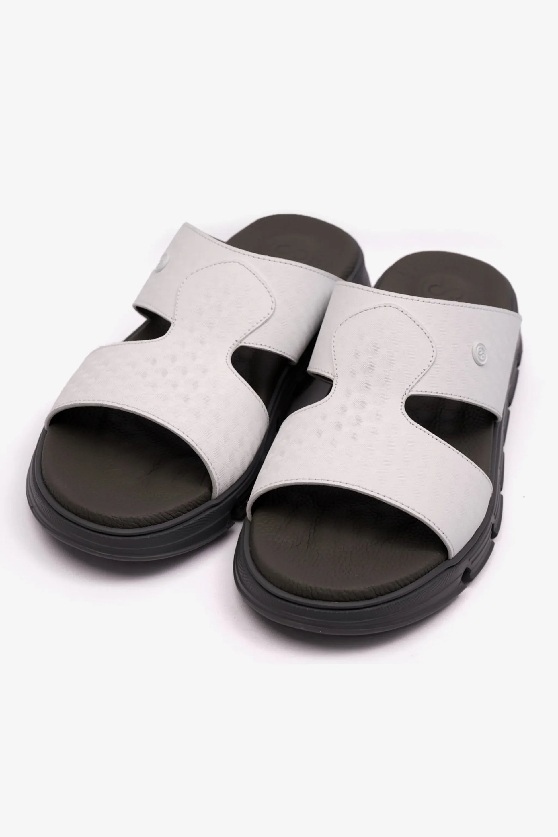 Comfort Plus Men's Embossed Arabic Leather Sandals White MSDCP1005
