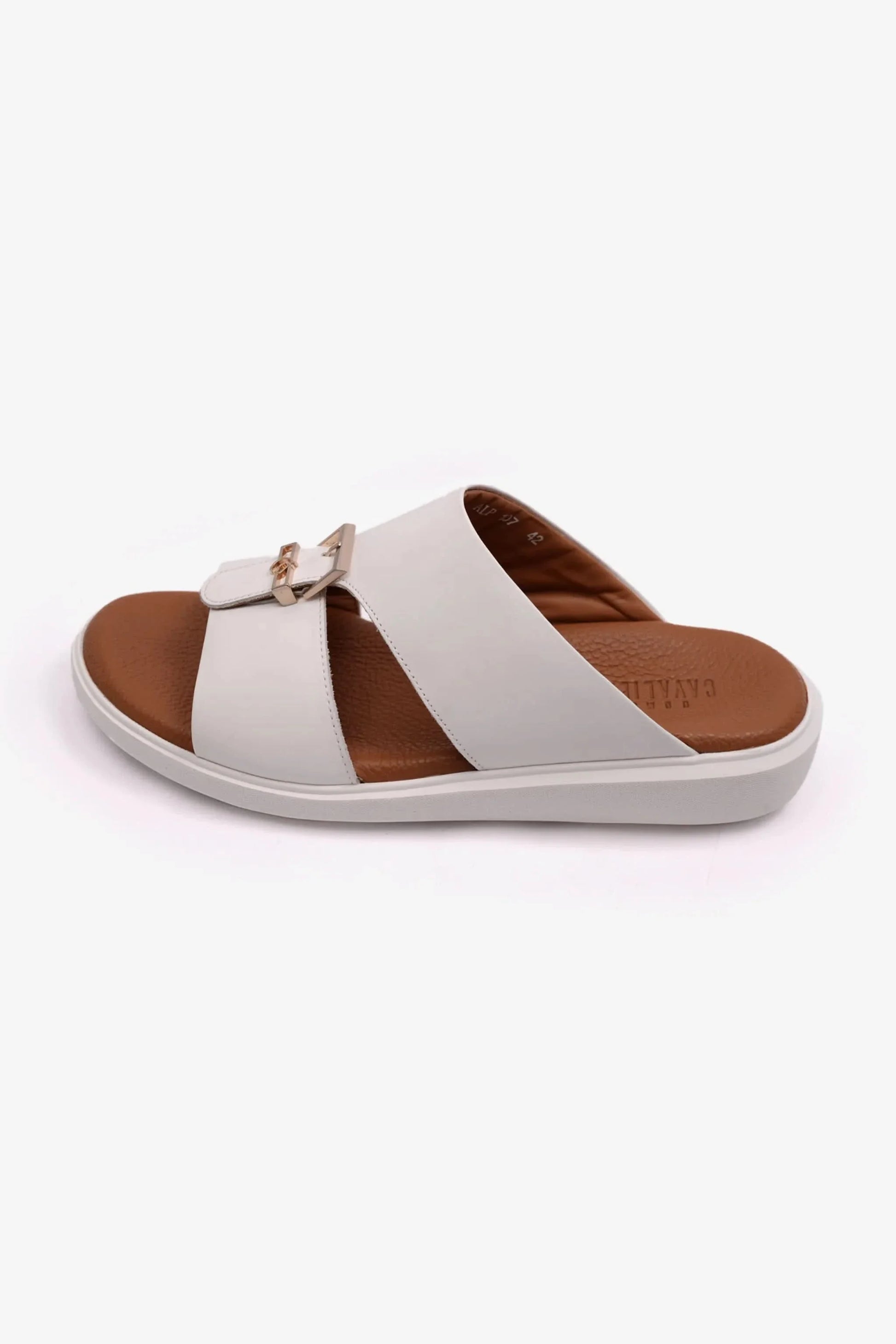 Cavalier Uomo Men's Classic Outsole Leather Sandals White MSDCVALP107