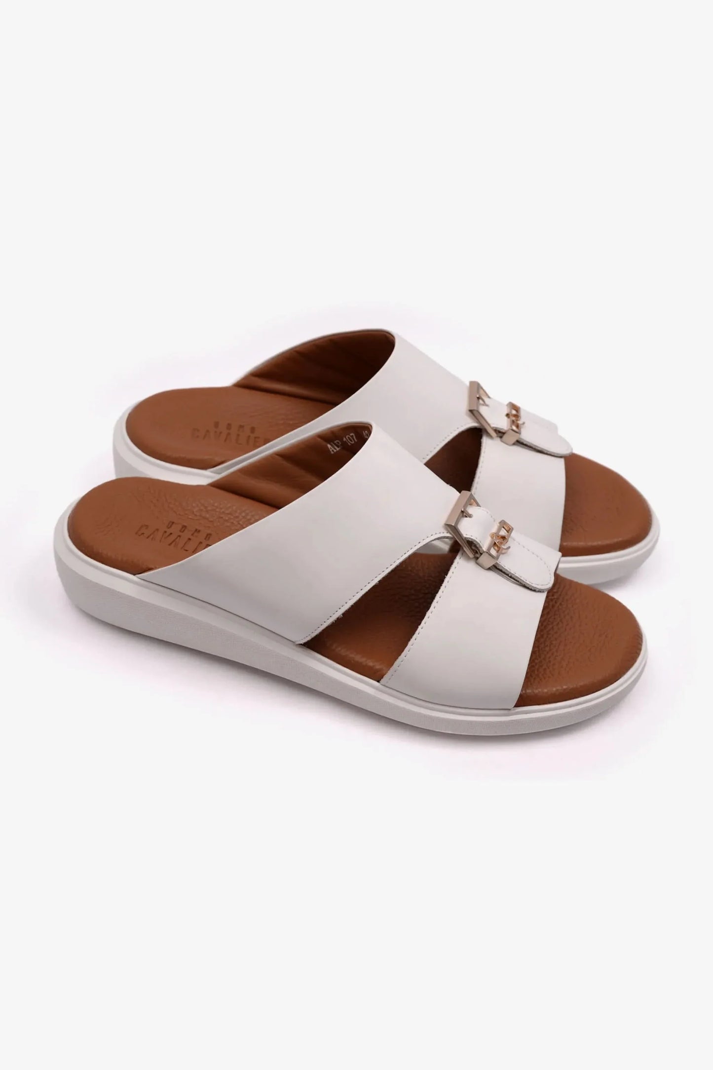 Cavalier Uomo Men's Classic Outsole Leather Sandals White MSDCVALP107