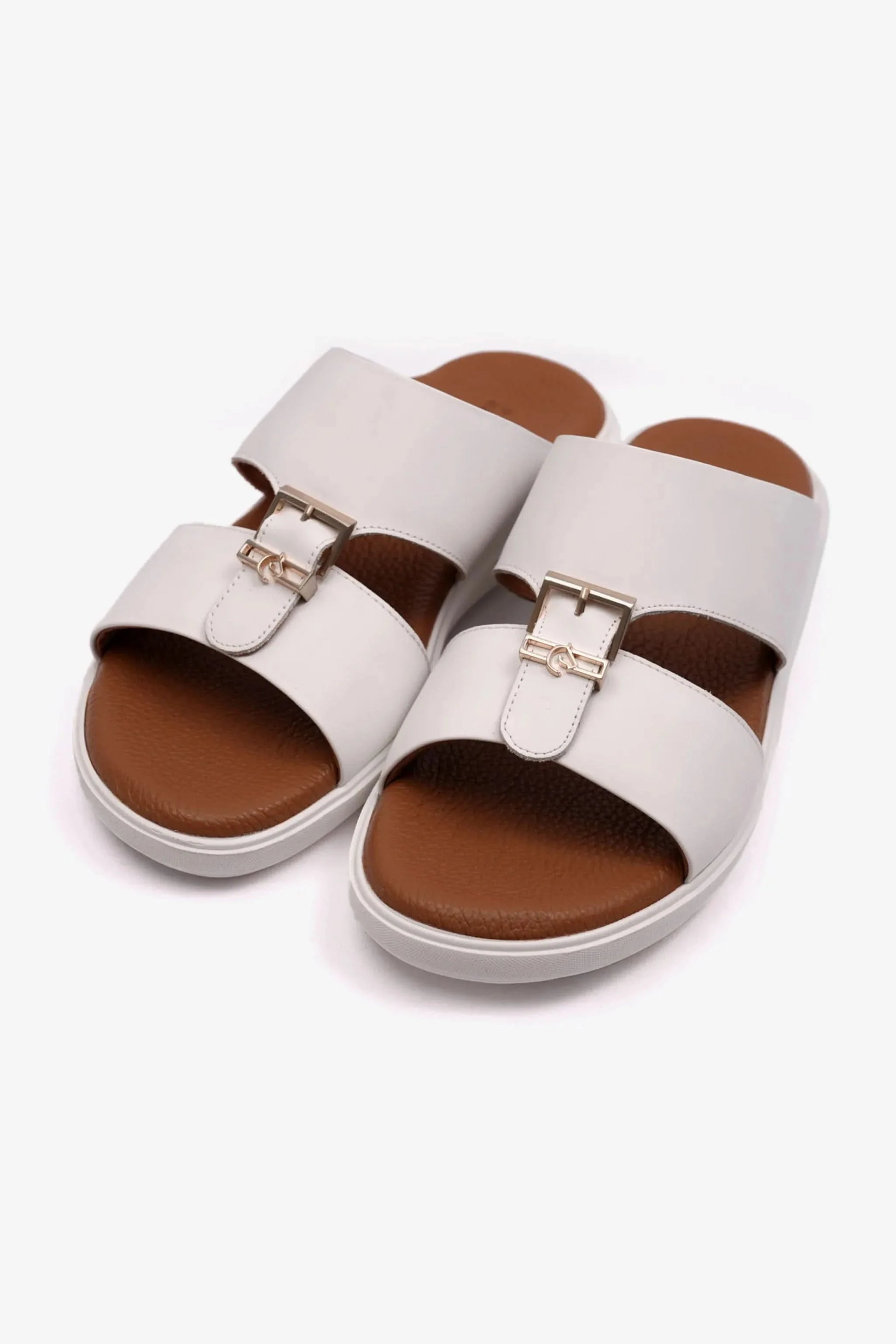 Cavalier Uomo Men's Classic Outsole Leather Sandals White MSDCVALP107