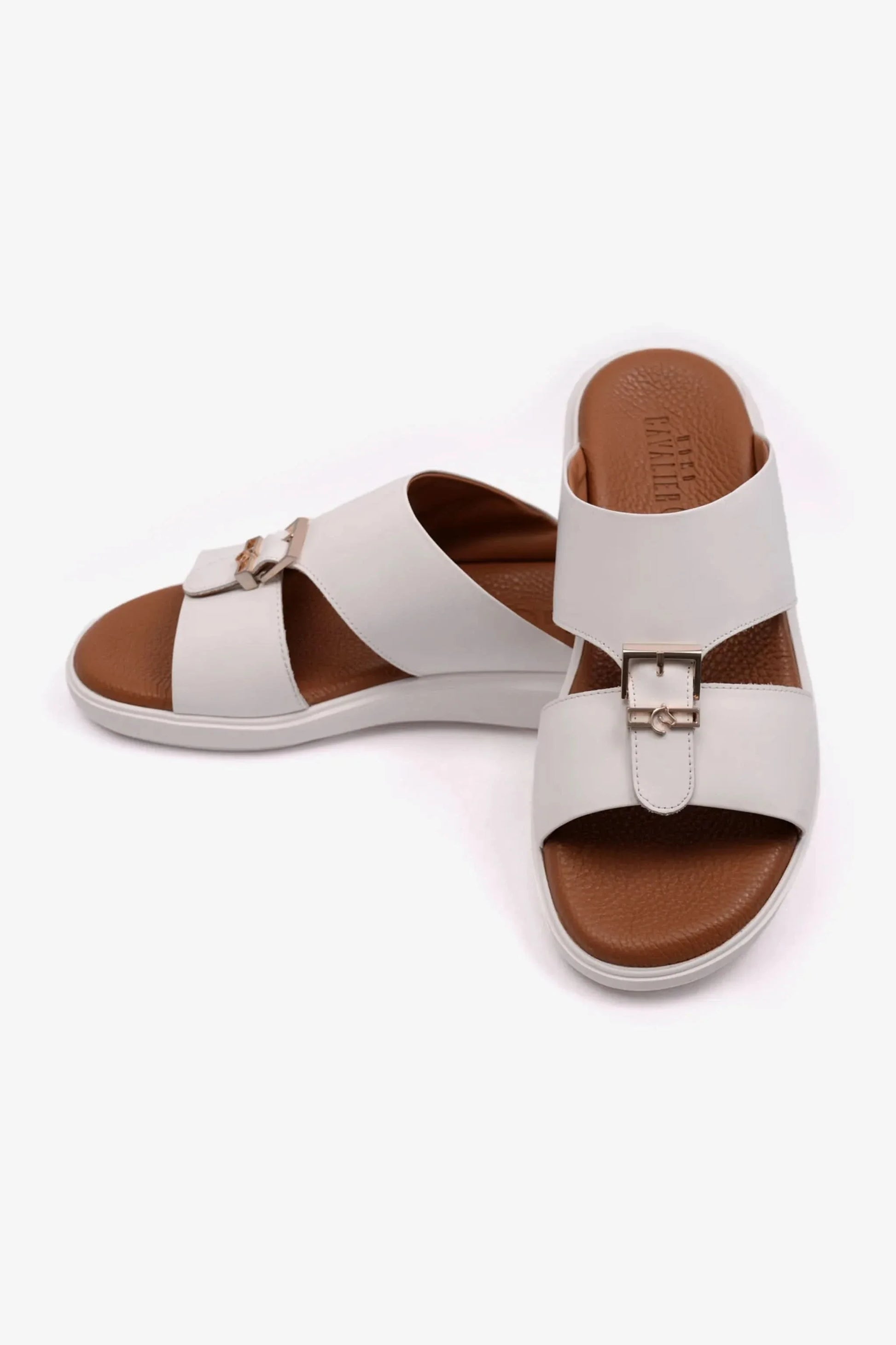 Cavalier Uomo Men's Classic Outsole Leather Sandals White MSDCVALP107