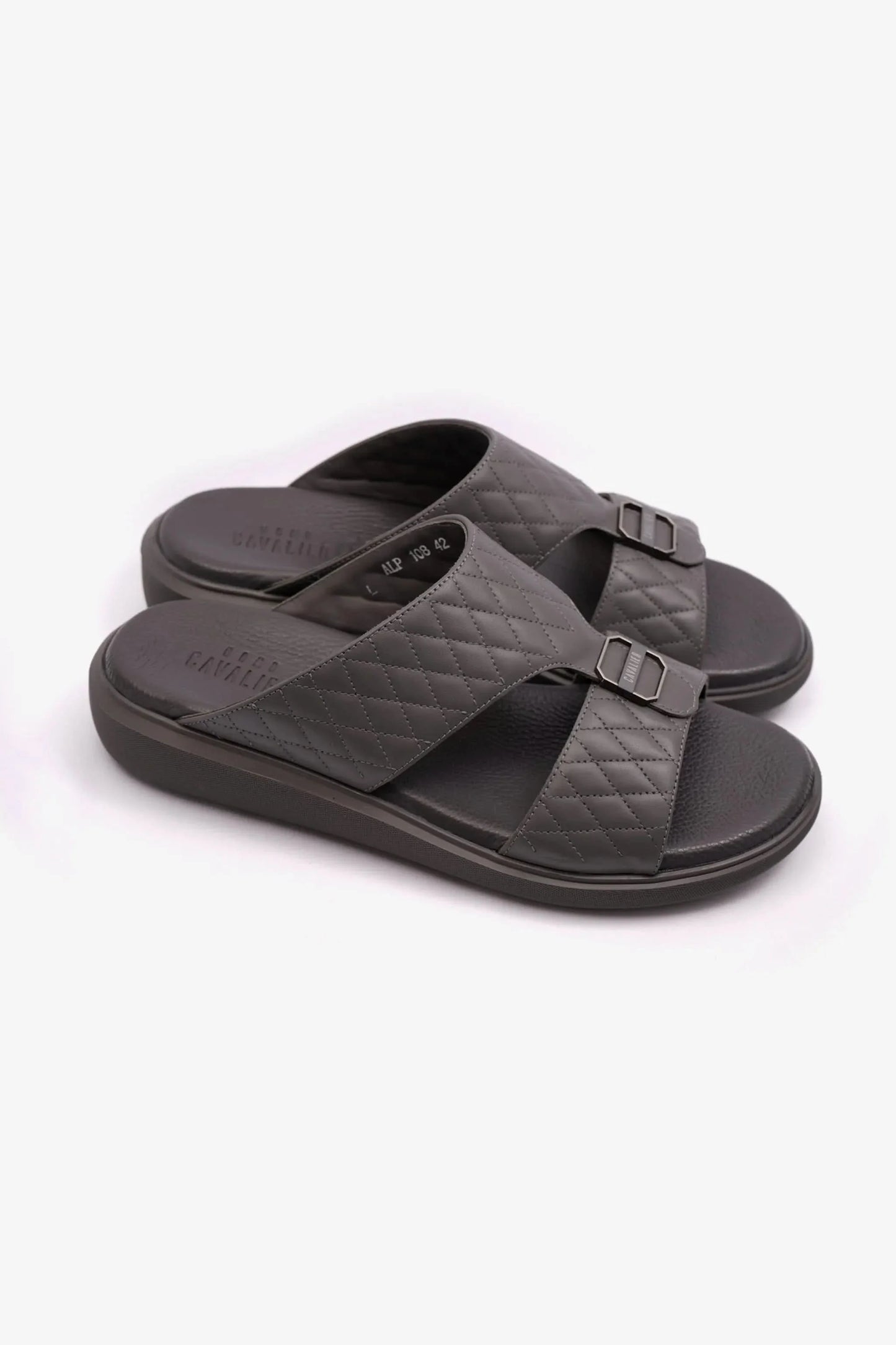 Cavalier Uomo Men's Arabic Quilting Pattern Sandals Grey MSDCVALP108