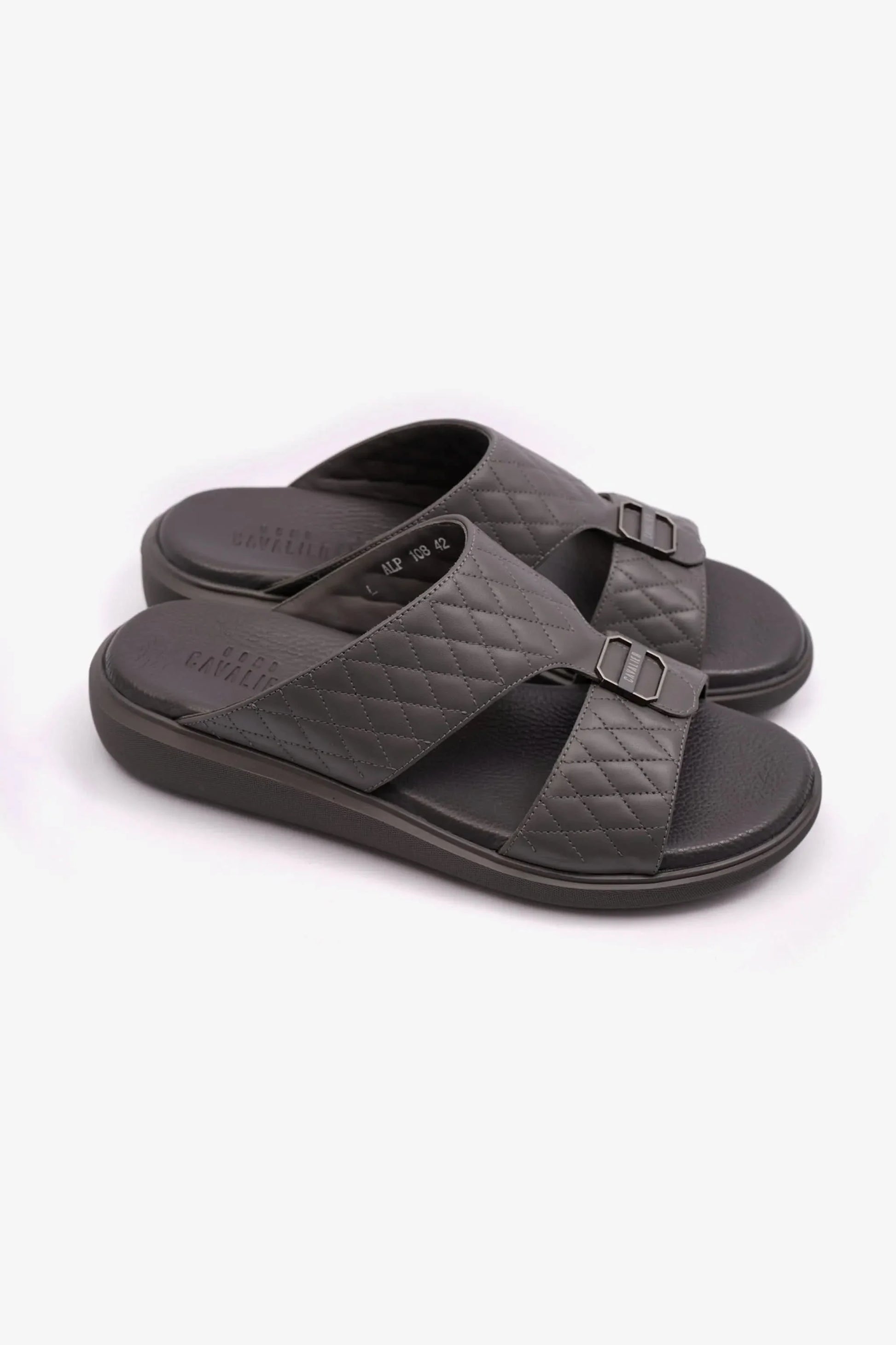Cavalier Uomo Men's Arabic Quilting Pattern Sandals Grey MSDCVALP108