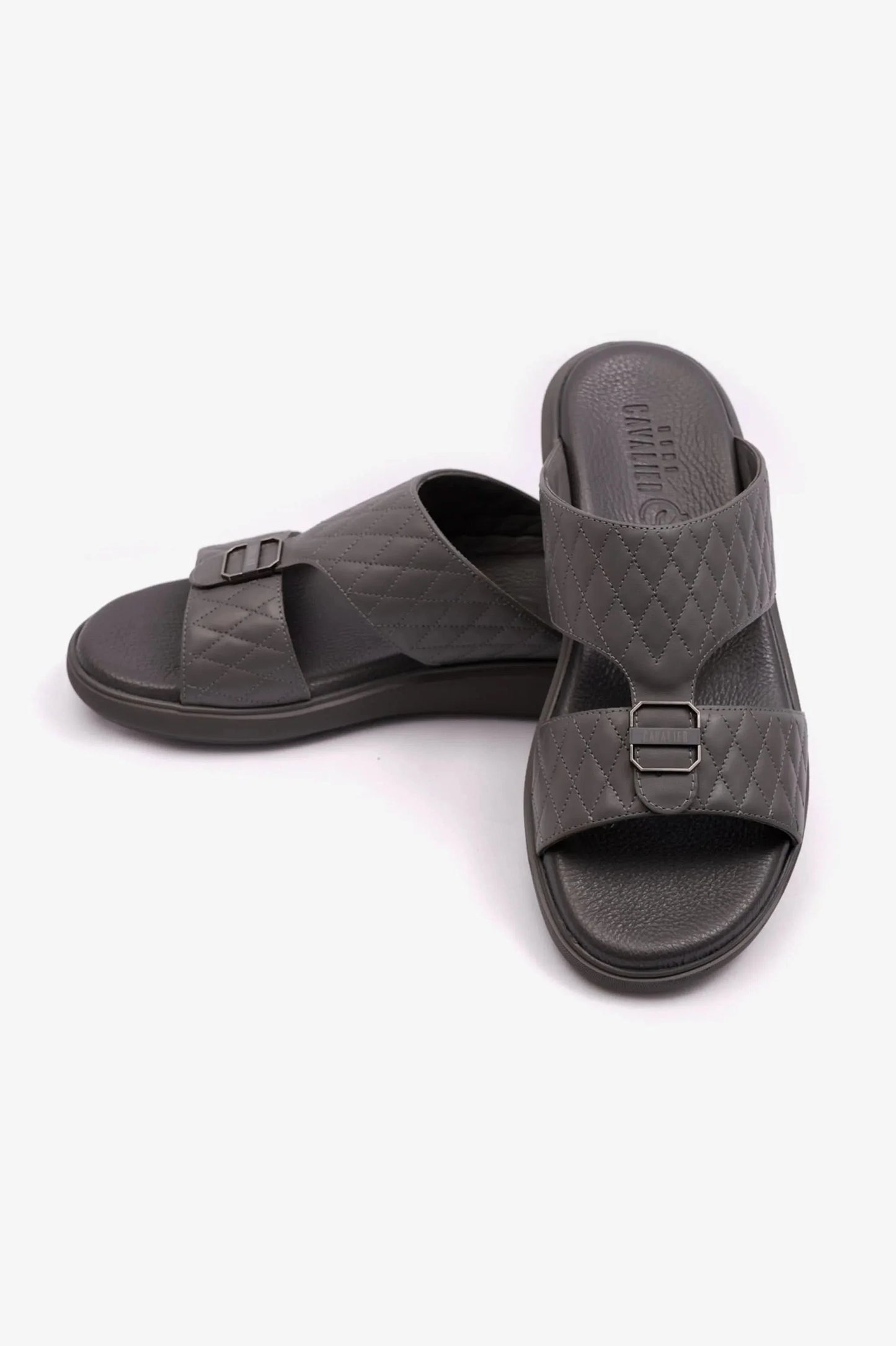 Cavalier Uomo Men's Arabic Quilting Pattern Sandals Grey MSDCVALP108