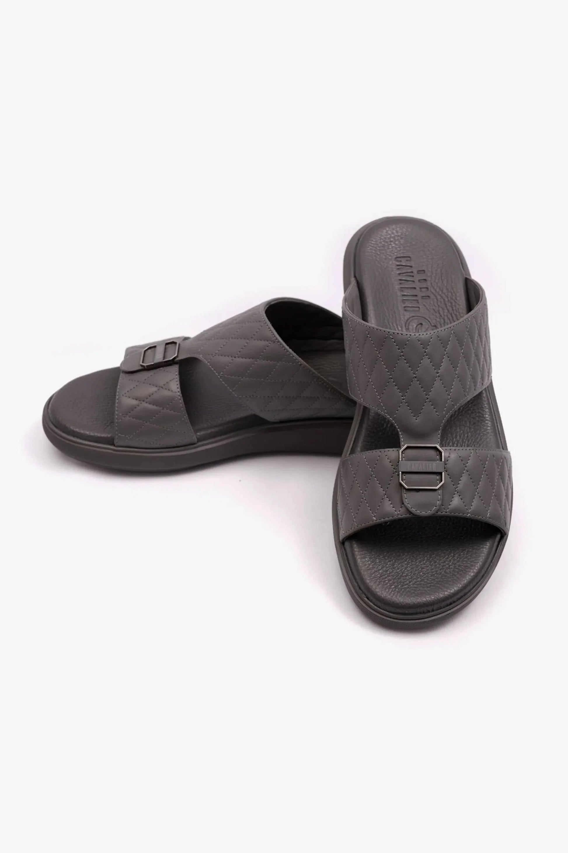 Cavalier Uomo Men's Arabic Quilting Pattern Sandals Grey MSDCVALP108