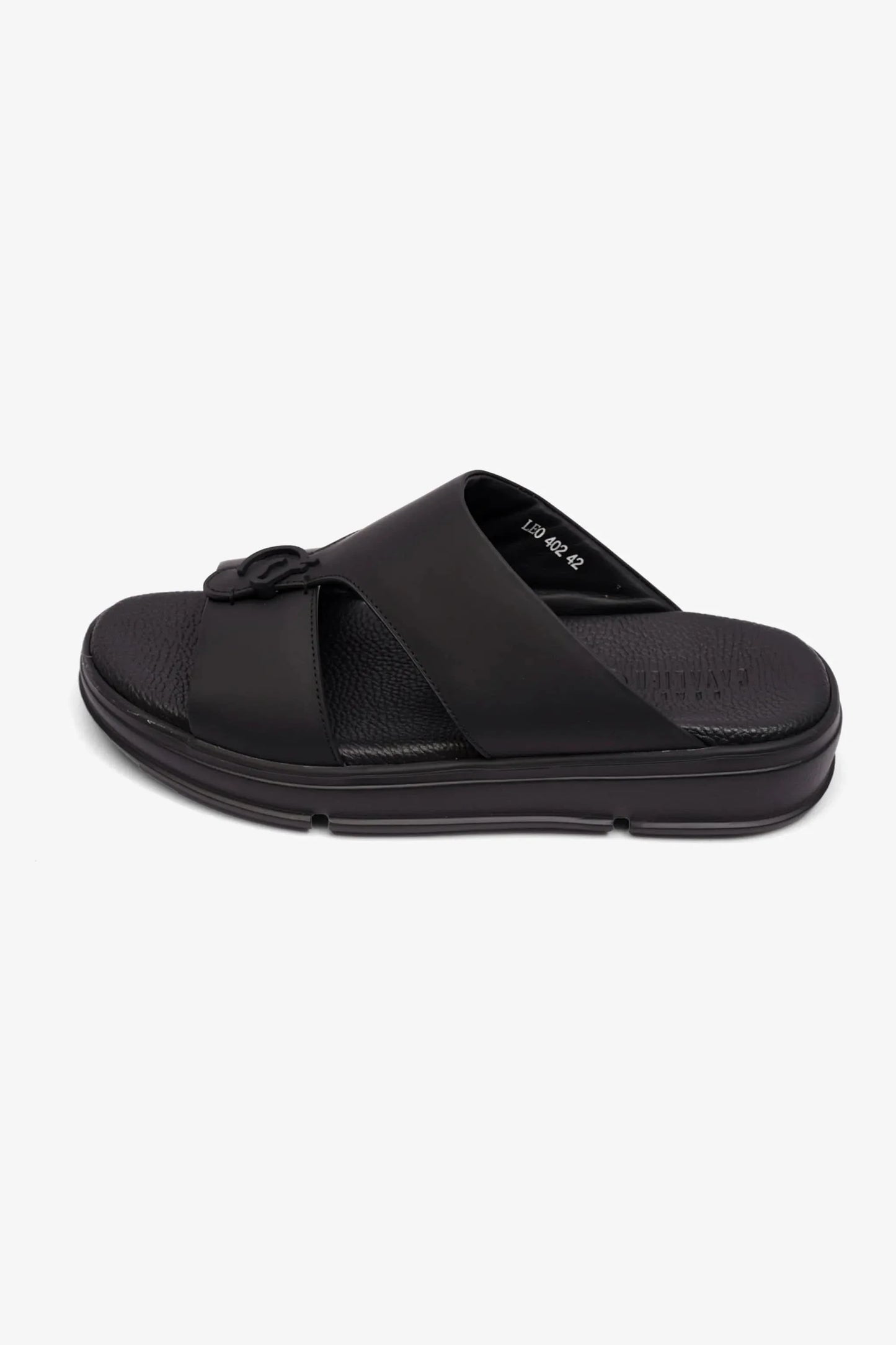 Cavalier Uomo Men's Matt Leather Sandals Black MSDCVLEO402