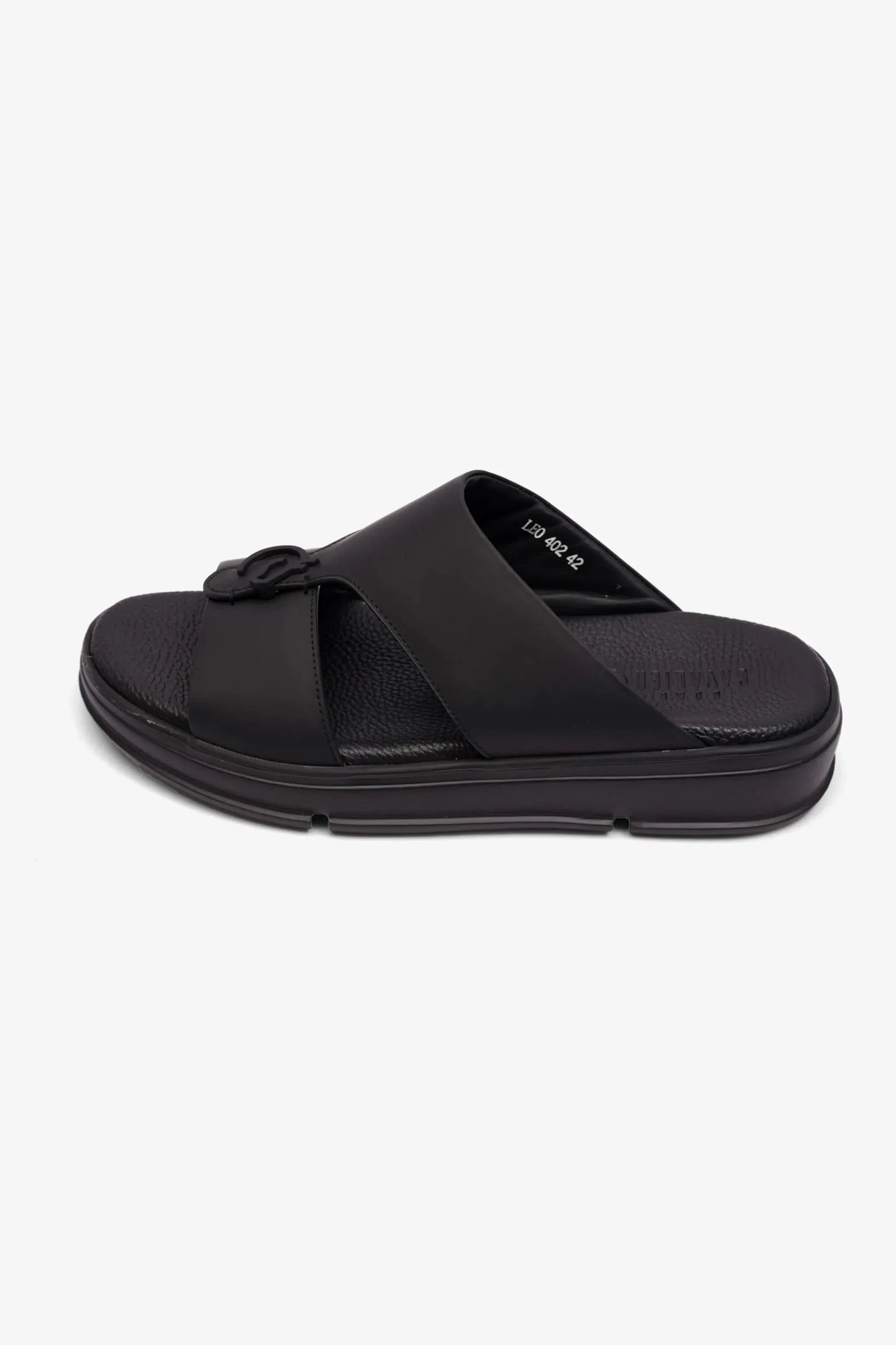 Cavalier Uomo Men's Matt Leather Sandals Black MSDCVLEO402