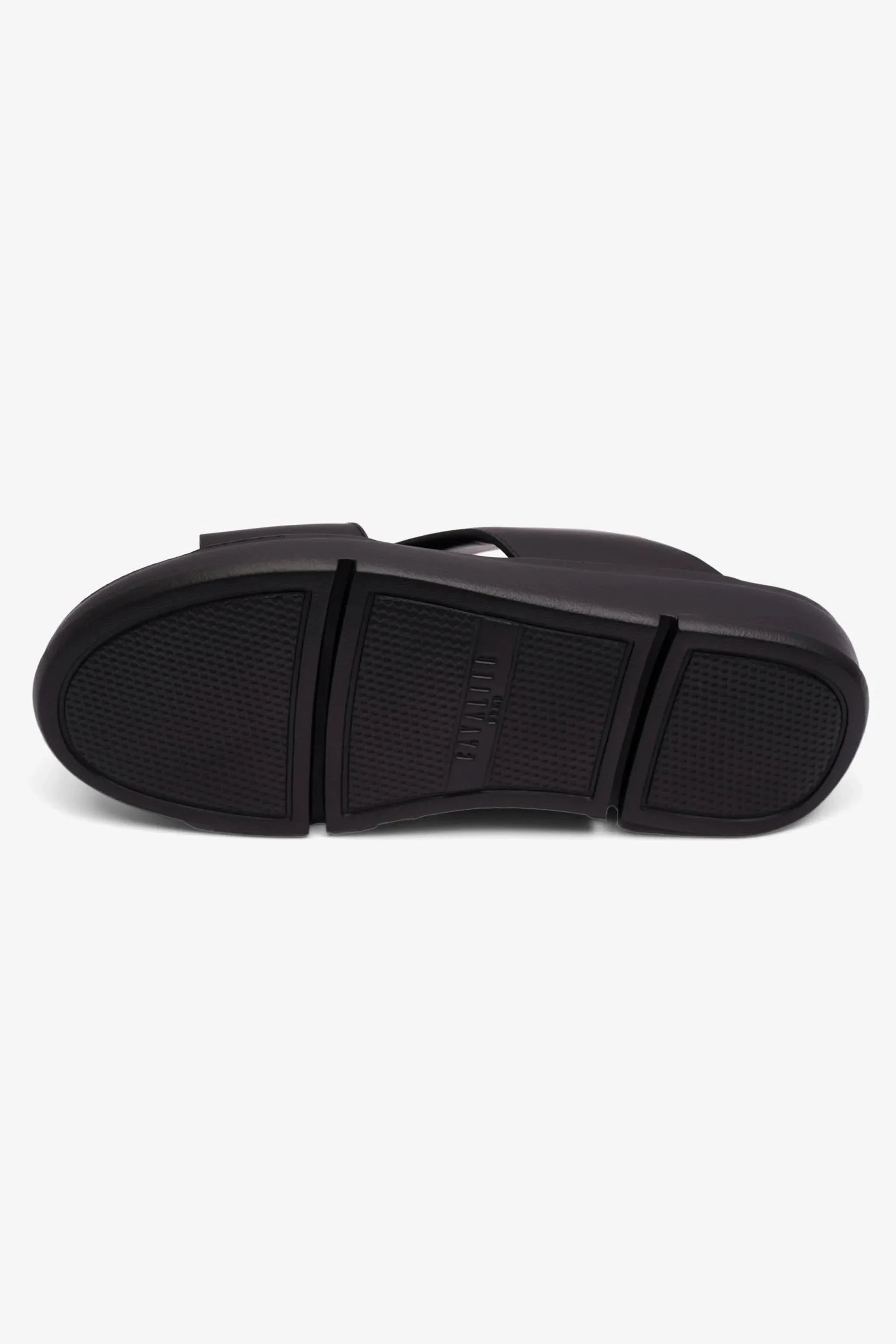 Cavalier Uomo Men's Matt Leather Sandals Black MSDCVLEO402