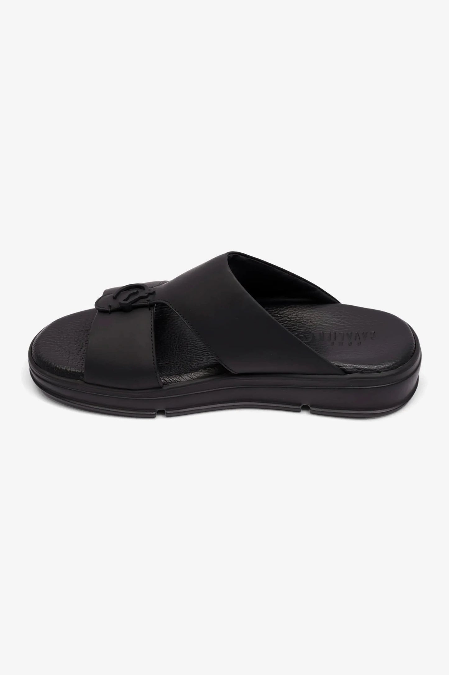 Cavalier Uomo Men's Matt Leather Sandals Black MSDCVLEO402