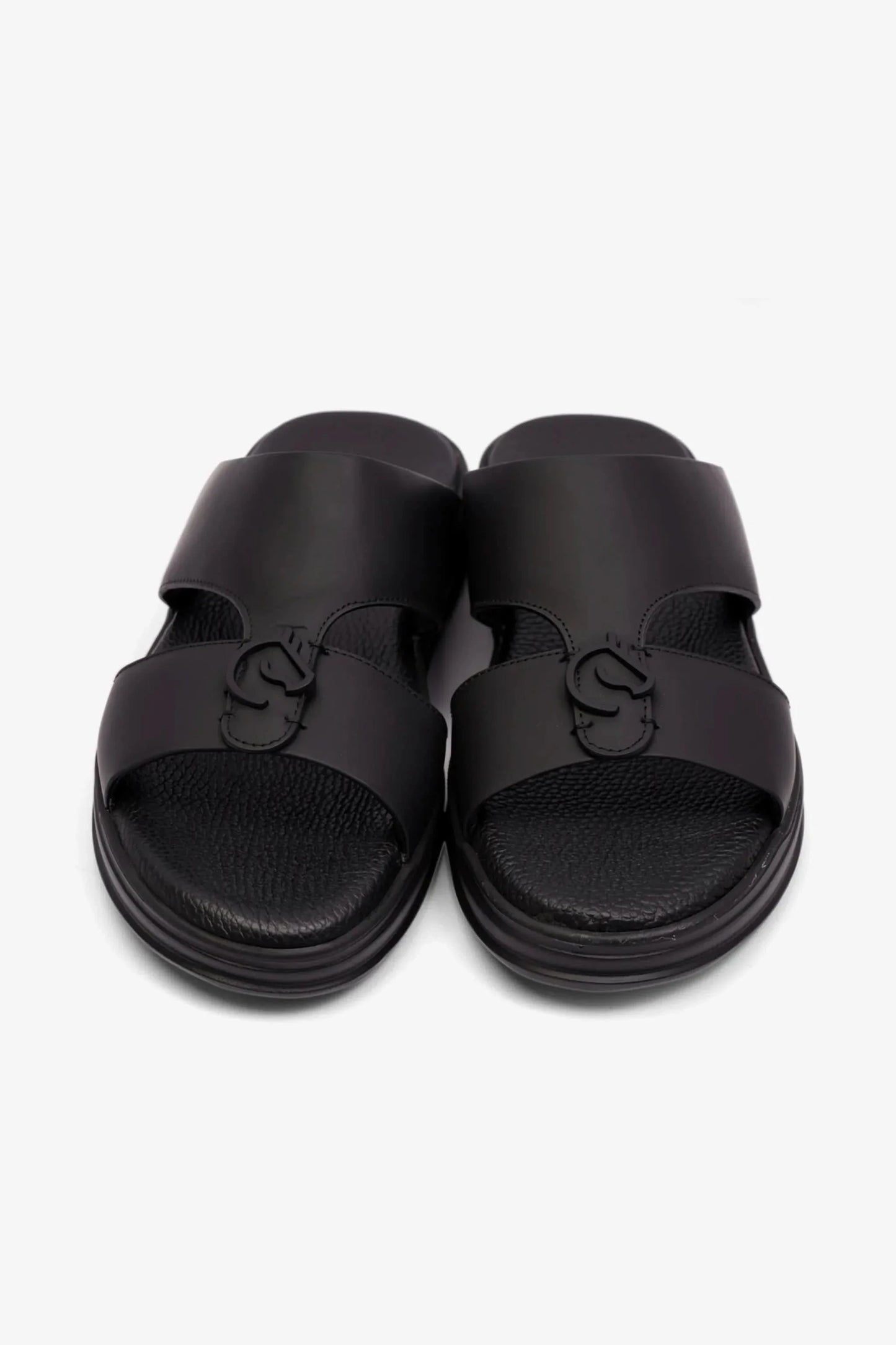 Cavalier Uomo Men's Matt Leather Sandals Black MSDCVLEO402