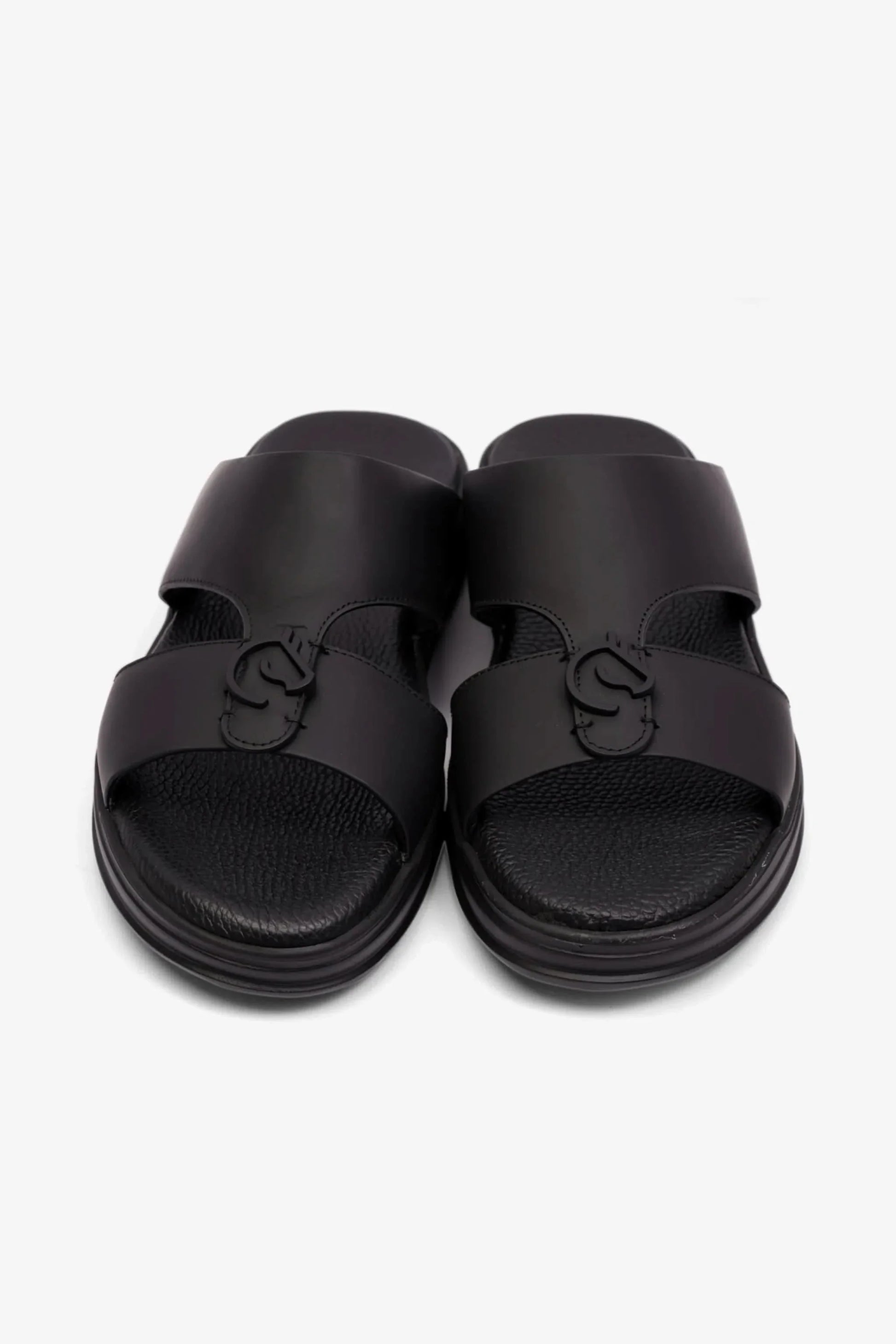 Cavalier Uomo Men's Matt Leather Sandals Black MSDCVLEO402