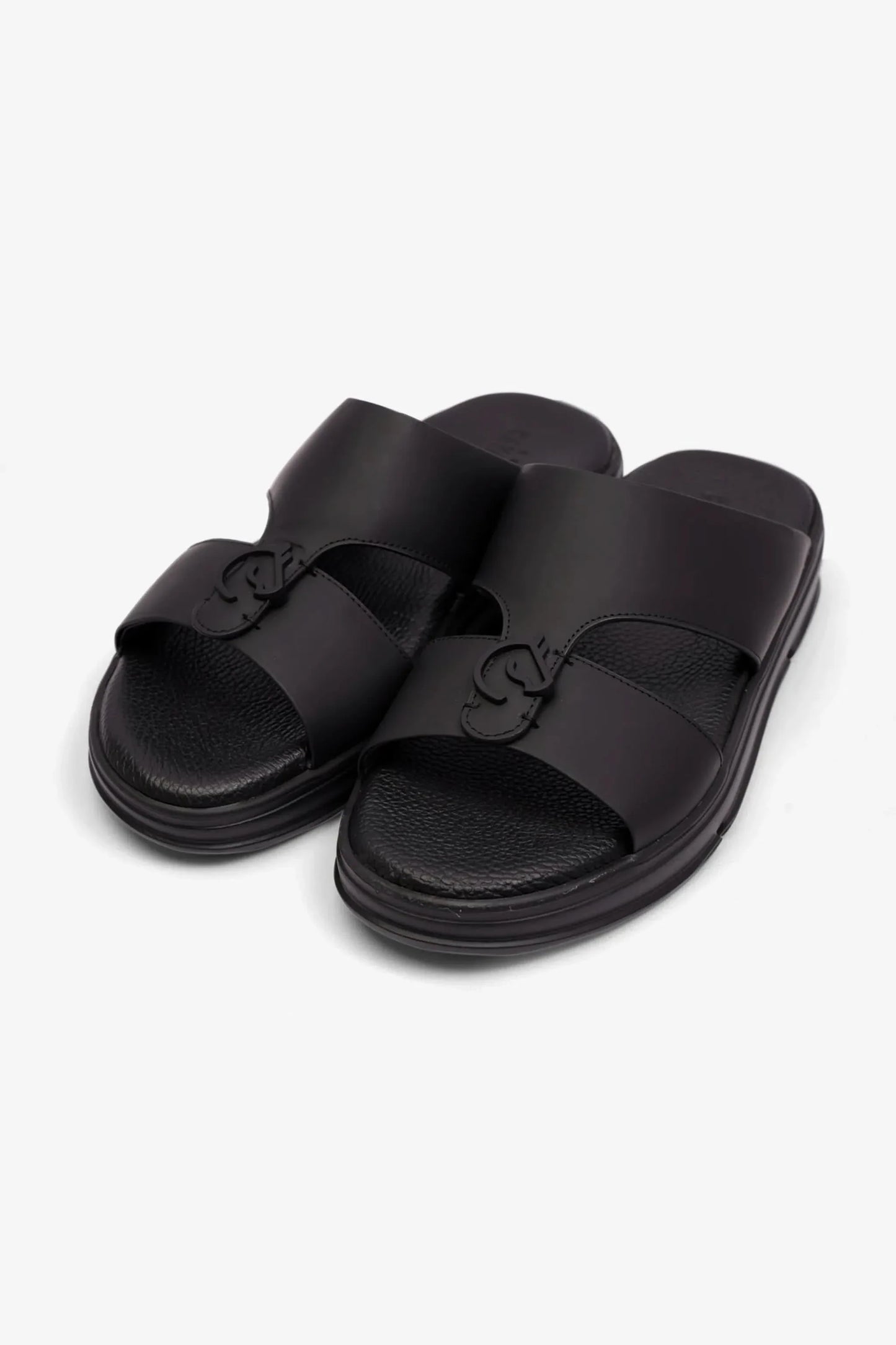Cavalier Uomo Men's Matt Leather Sandals Black MSDCVLEO402