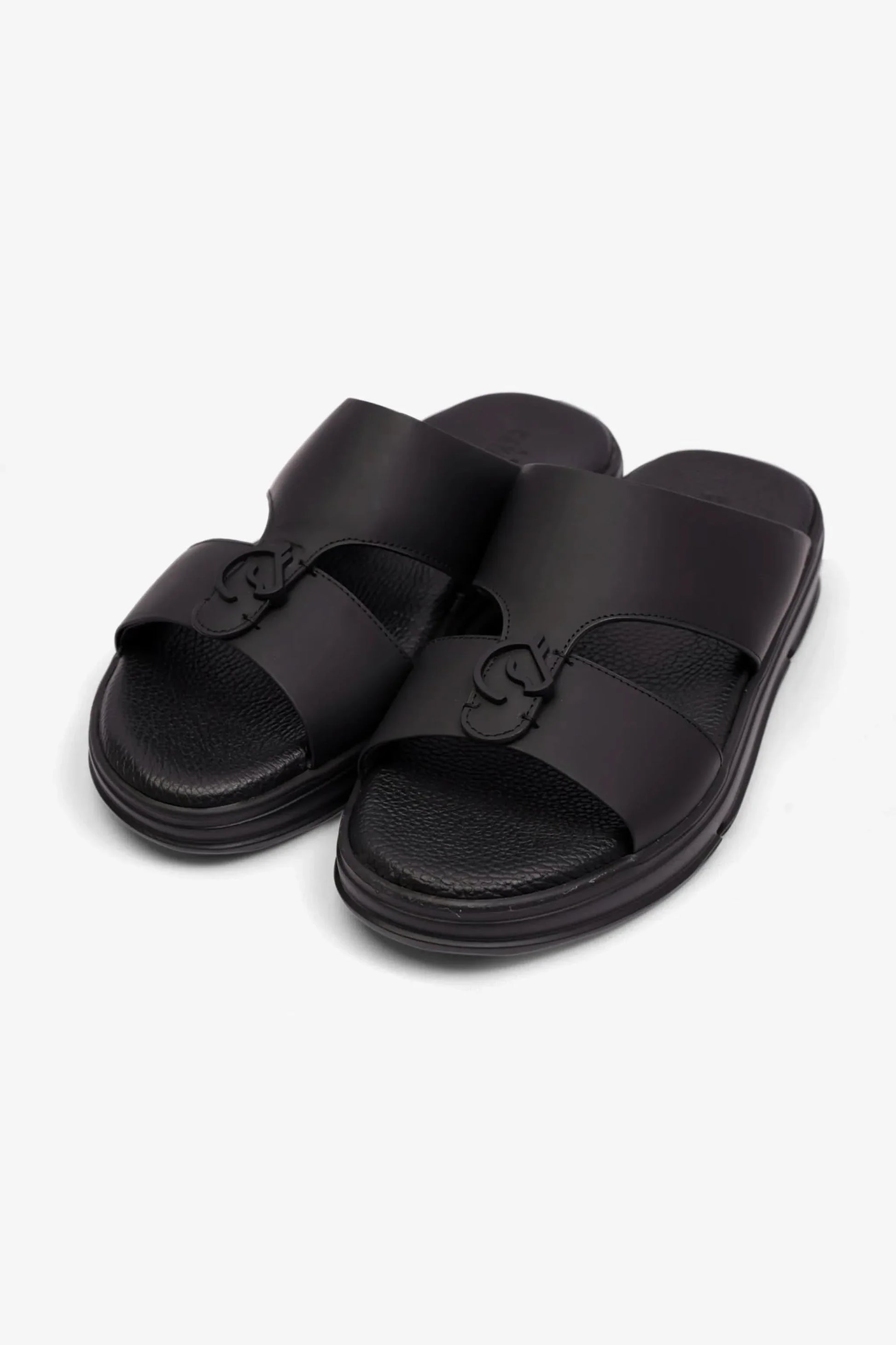 Cavalier Uomo Men's Matt Leather Sandals Black MSDCVLEO402