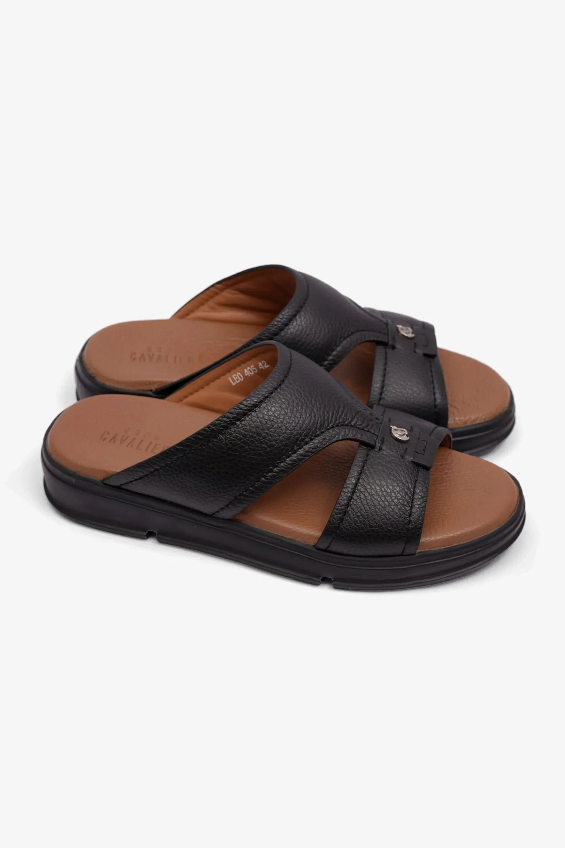 Cavalier Uomo Men's Leo Leather Arabic Sandals Black MSDCVLEO405