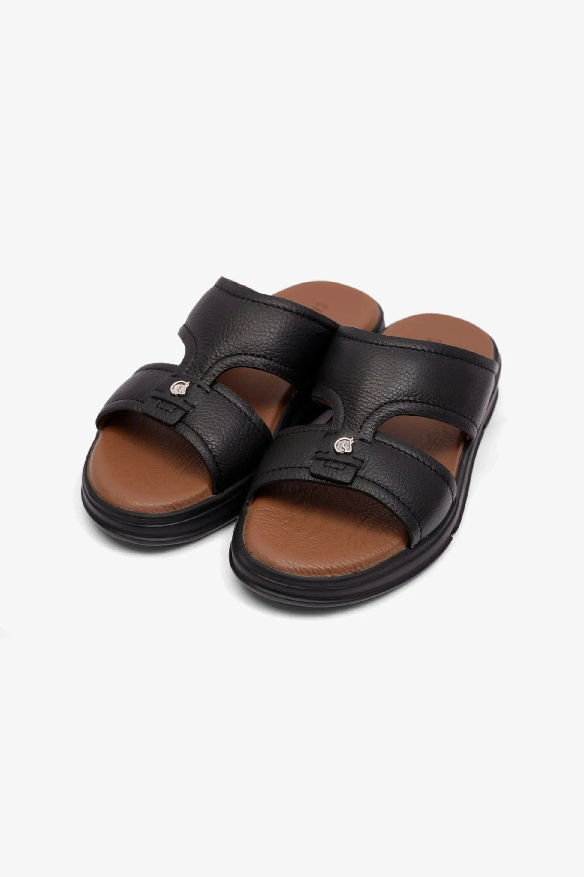 Cavalier Uomo Men's Leo Leather Arabic Sandals Black MSDCVLEO405