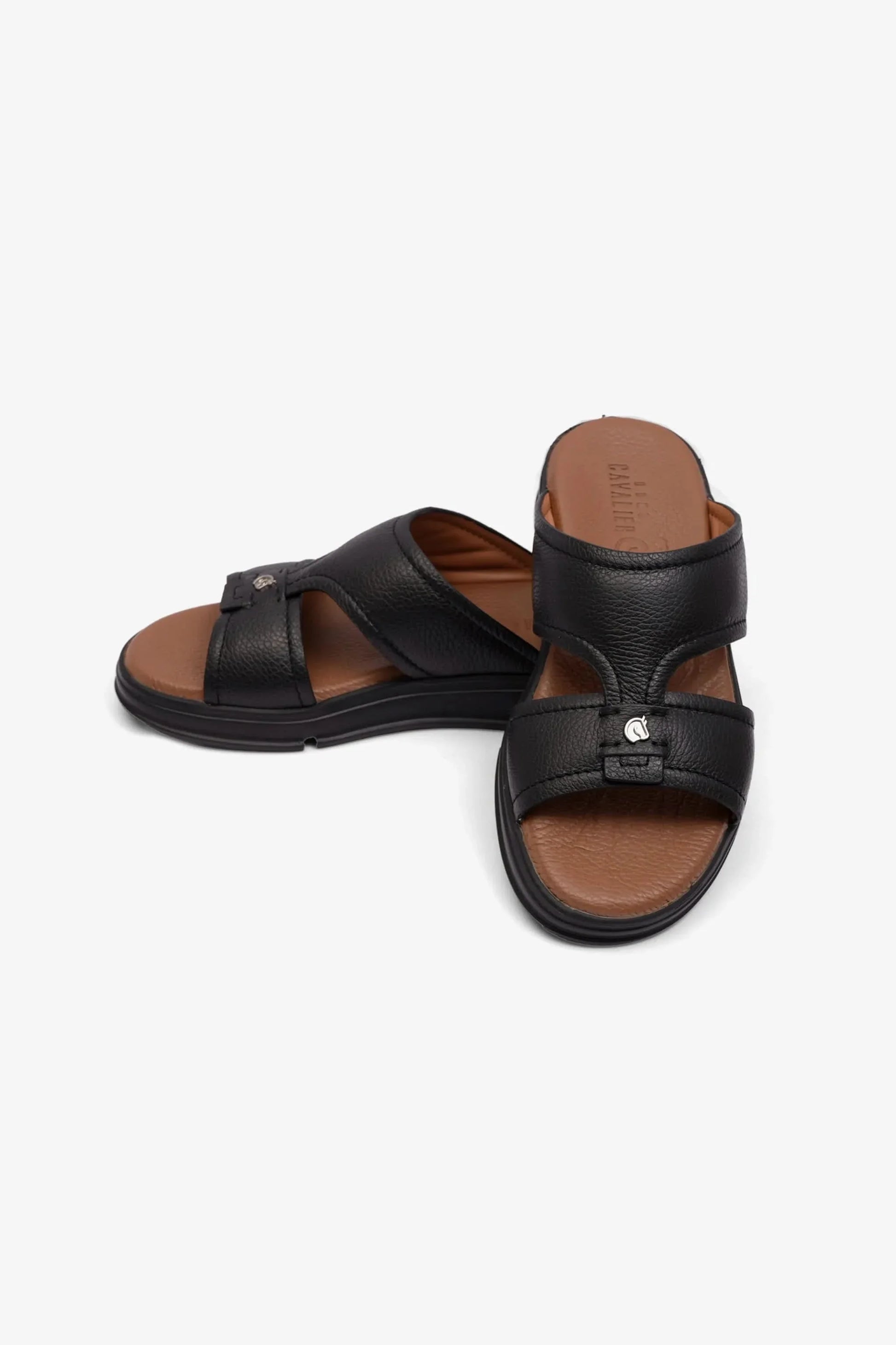 Cavalier Uomo Men's Leo Leather Arabic Sandals Black MSDCVLEO405