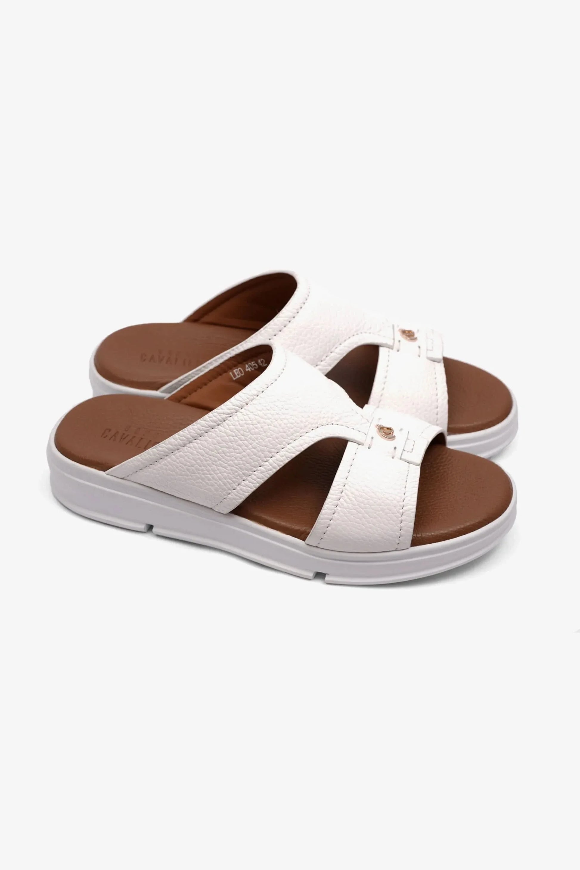 Cavalier Uomo Men's Arabic Leather Sandals Leo White MSDCVLEO405