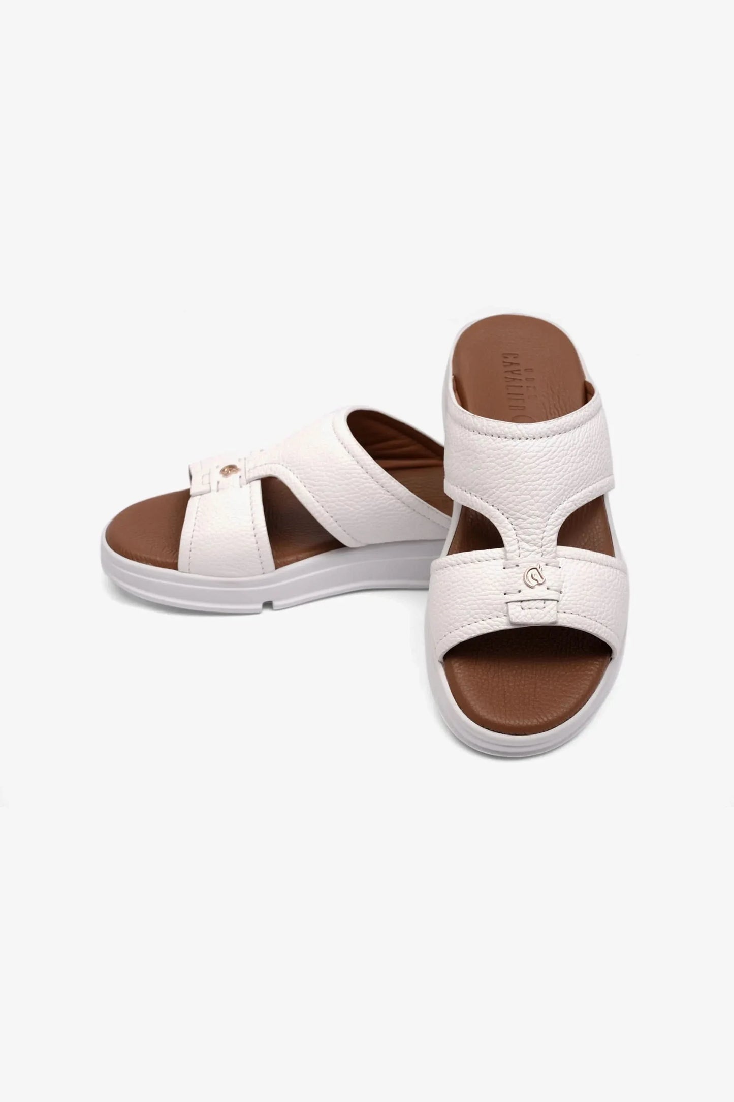Cavalier Uomo Men's Arabic Leather Sandals Leo White MSDCVLEO405