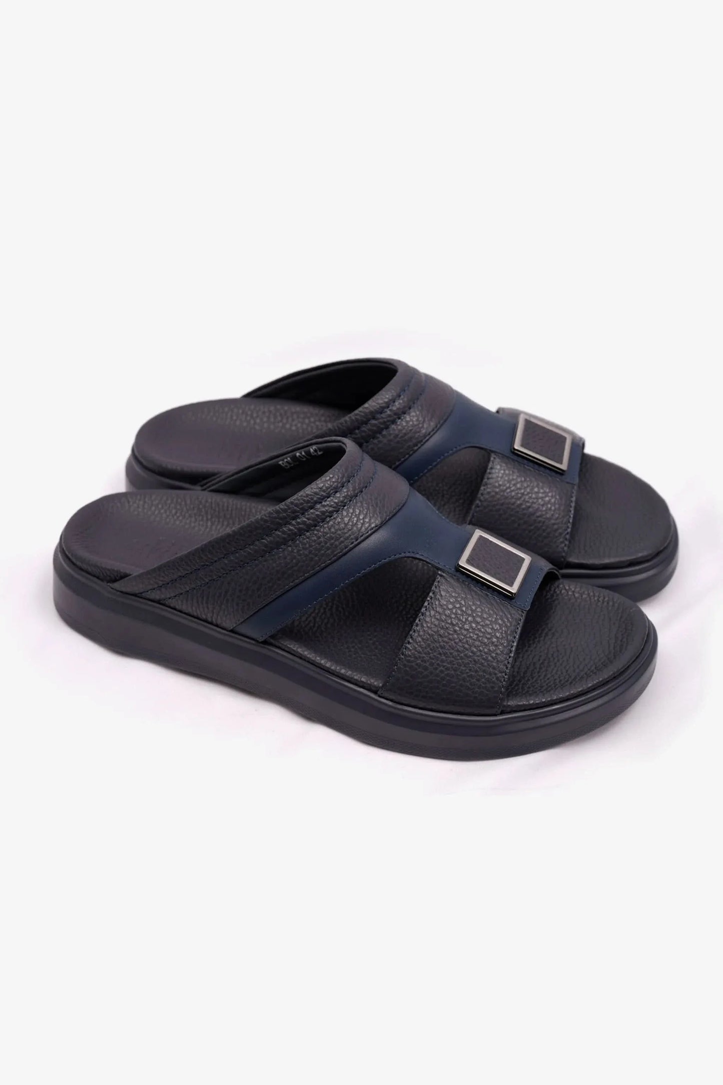 Cavalier Uomo Men's Wide Fitting Leather Arabic Sandals Navy MSDCVBOL01