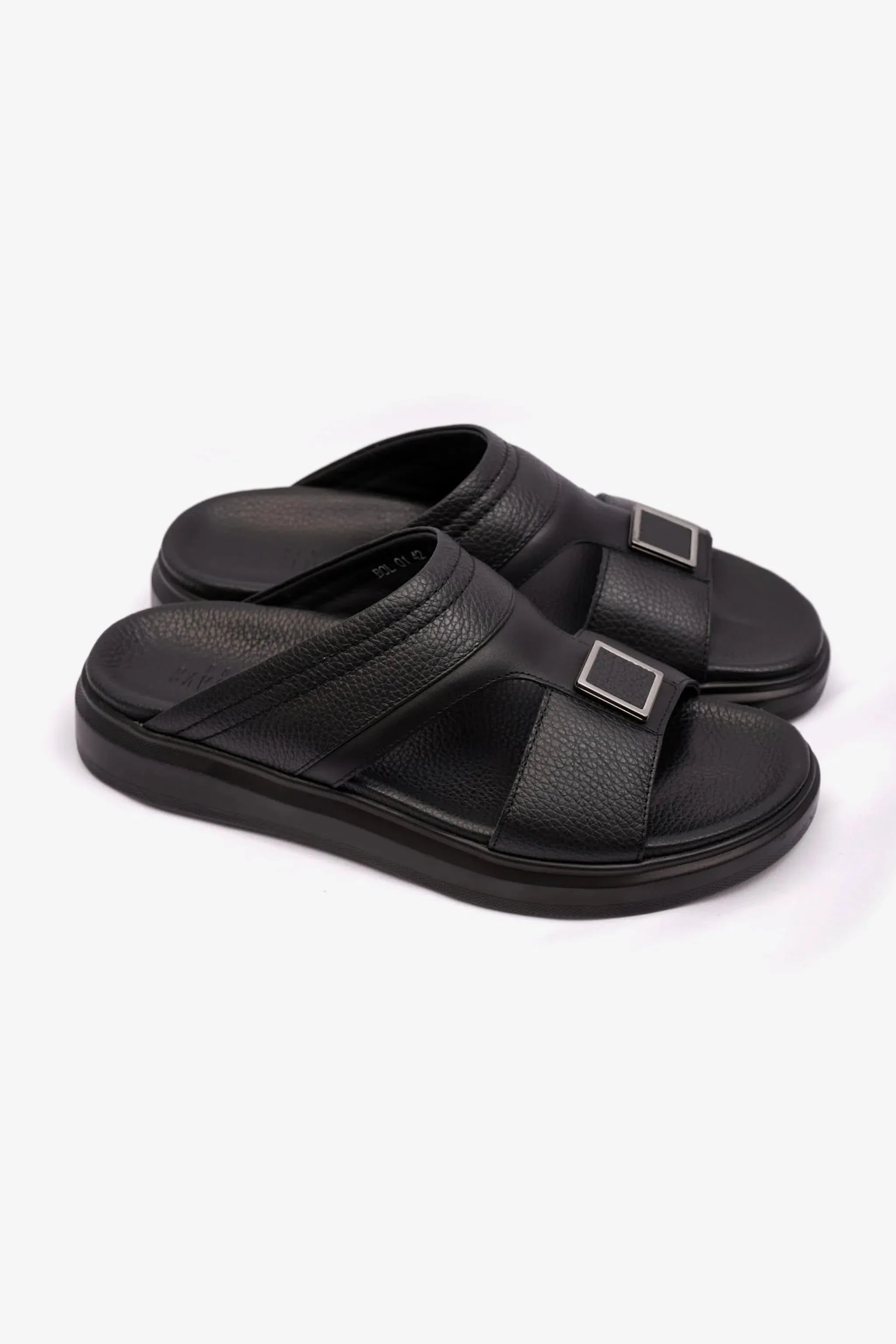 Cavalier Uomo Men's Leather Arabic Sandals Black MSDCVBOL01