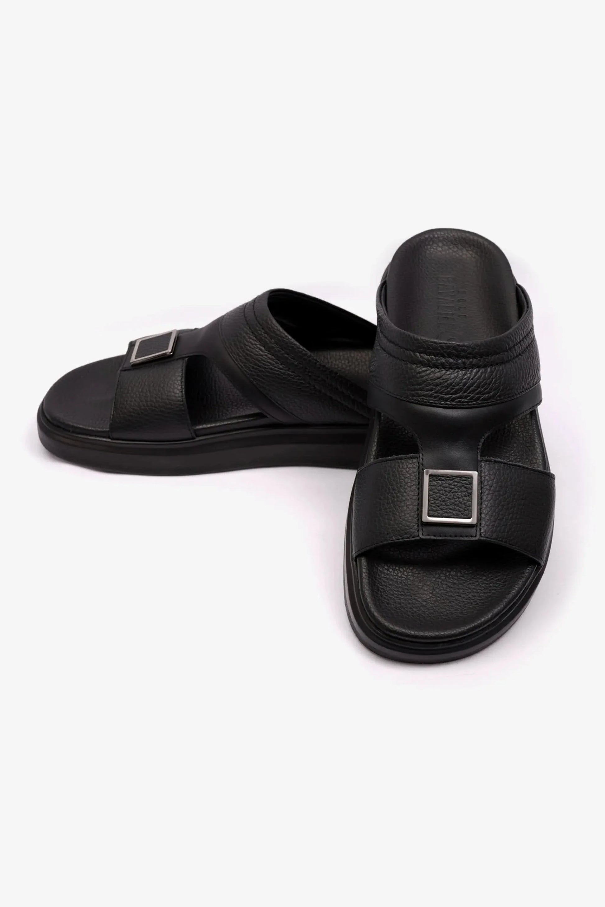 Cavalier Uomo Men's Leather Arabic Sandals Black MSDCVBOL01