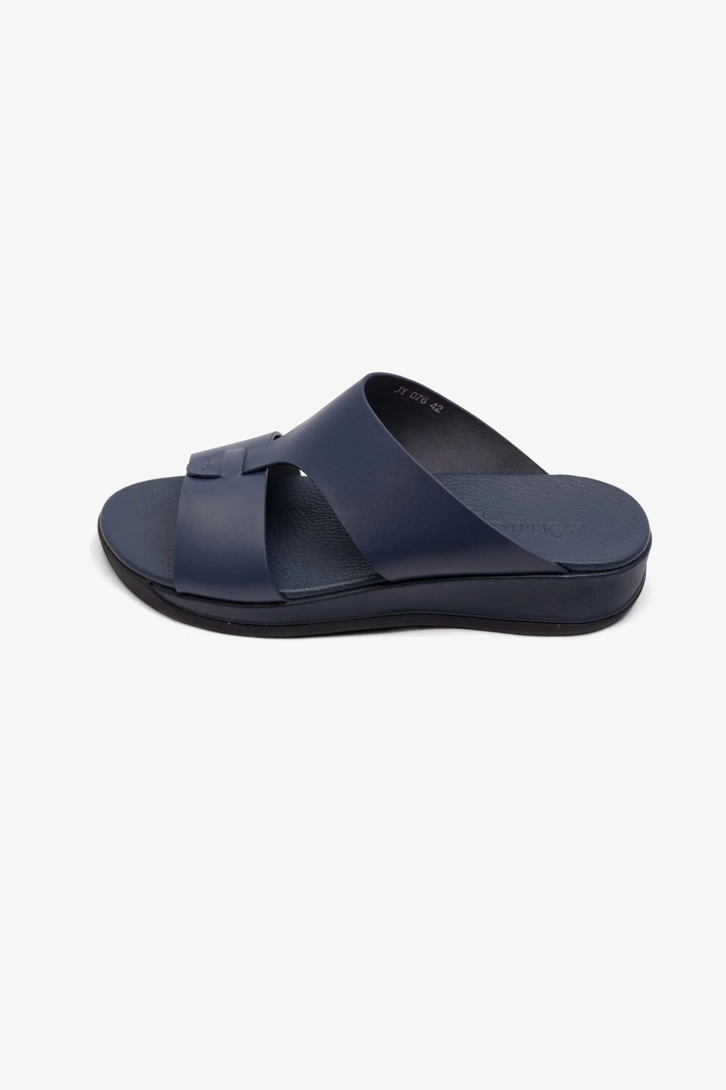 Comfort Plus Men's Antiskid Grip Matt Leather Sandals Navy JY076