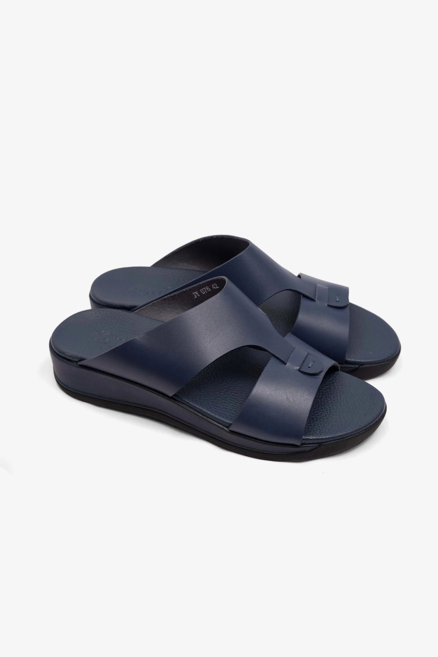 Comfort Plus Men's Antiskid Grip Matt Leather Sandals Navy JY076