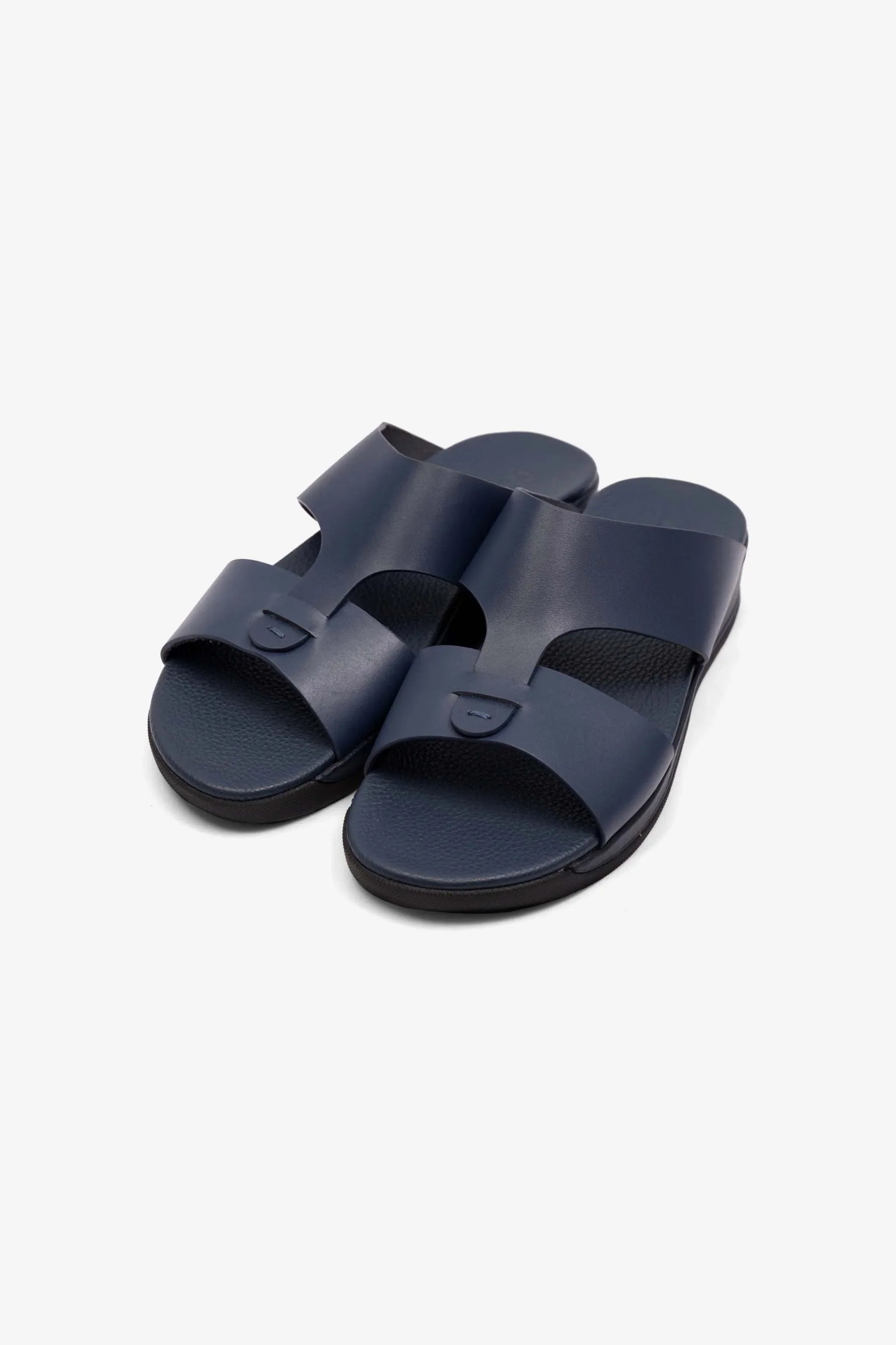 Comfort Plus Men's Antiskid Grip Matt Leather Sandals Navy JY076
