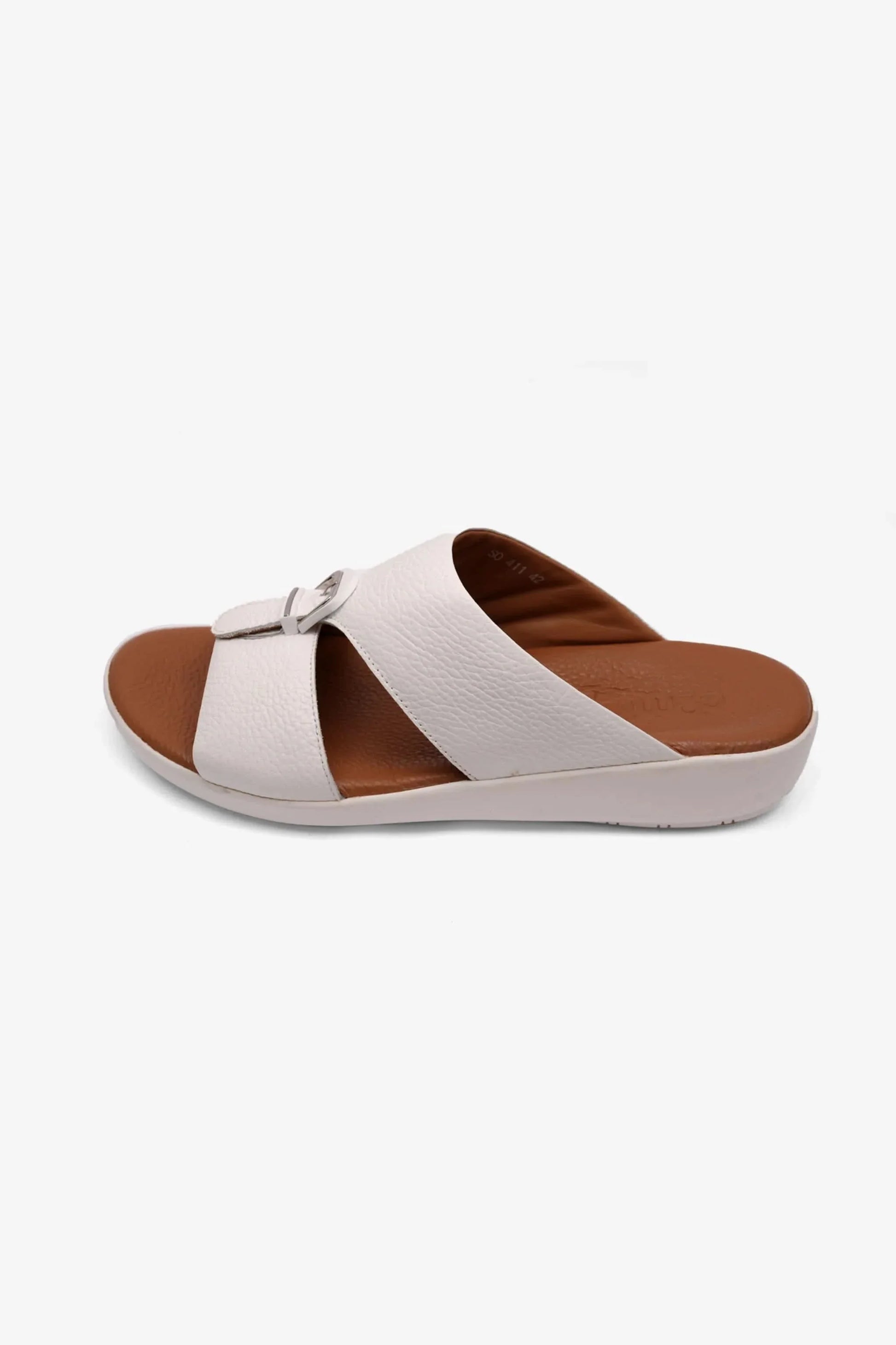 Comfort Plus Men's Flexible Outsole Leather Sandals White MSDCPSO411