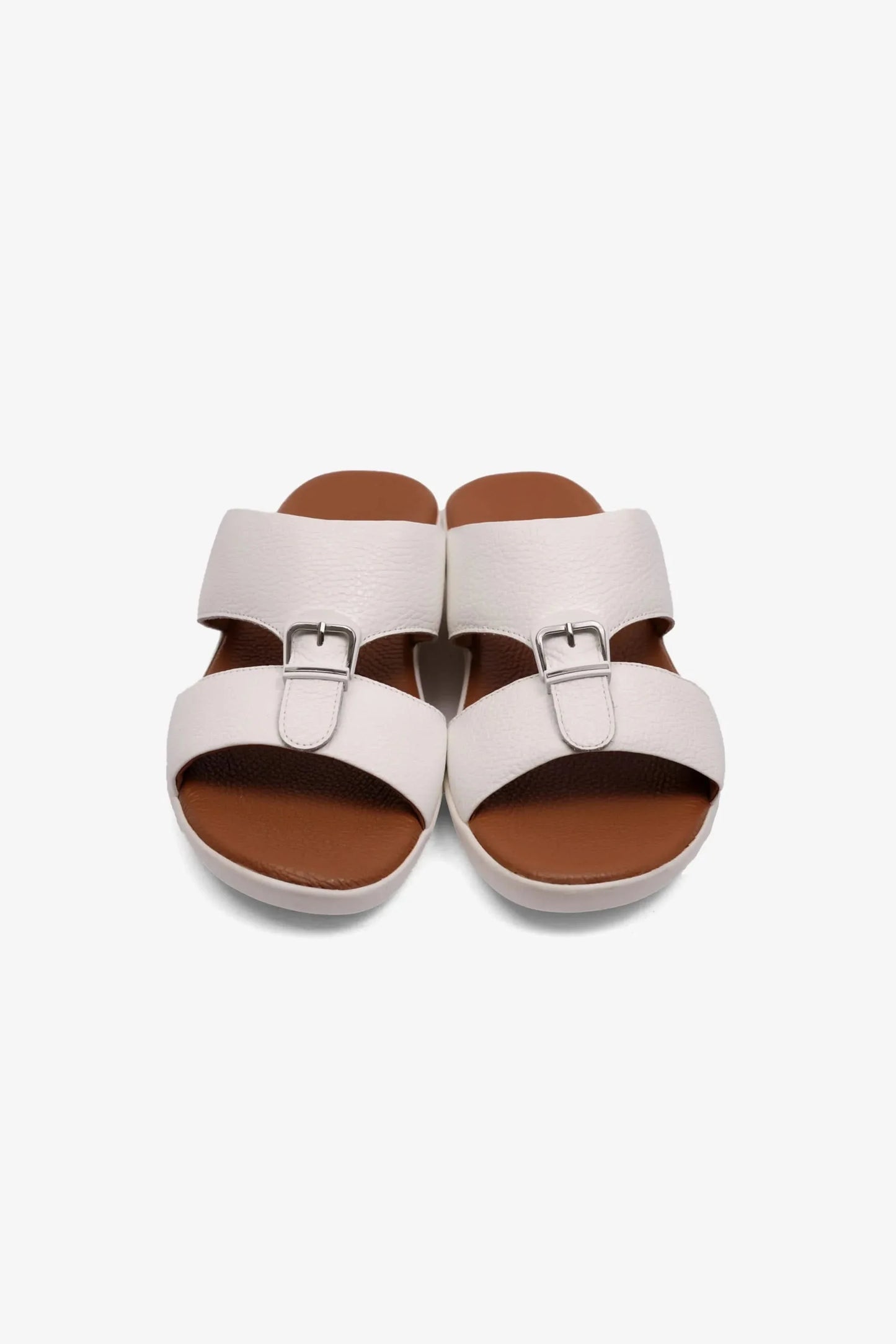 Comfort Plus Men's Flexible Outsole Leather Sandals White MSDCPSO411