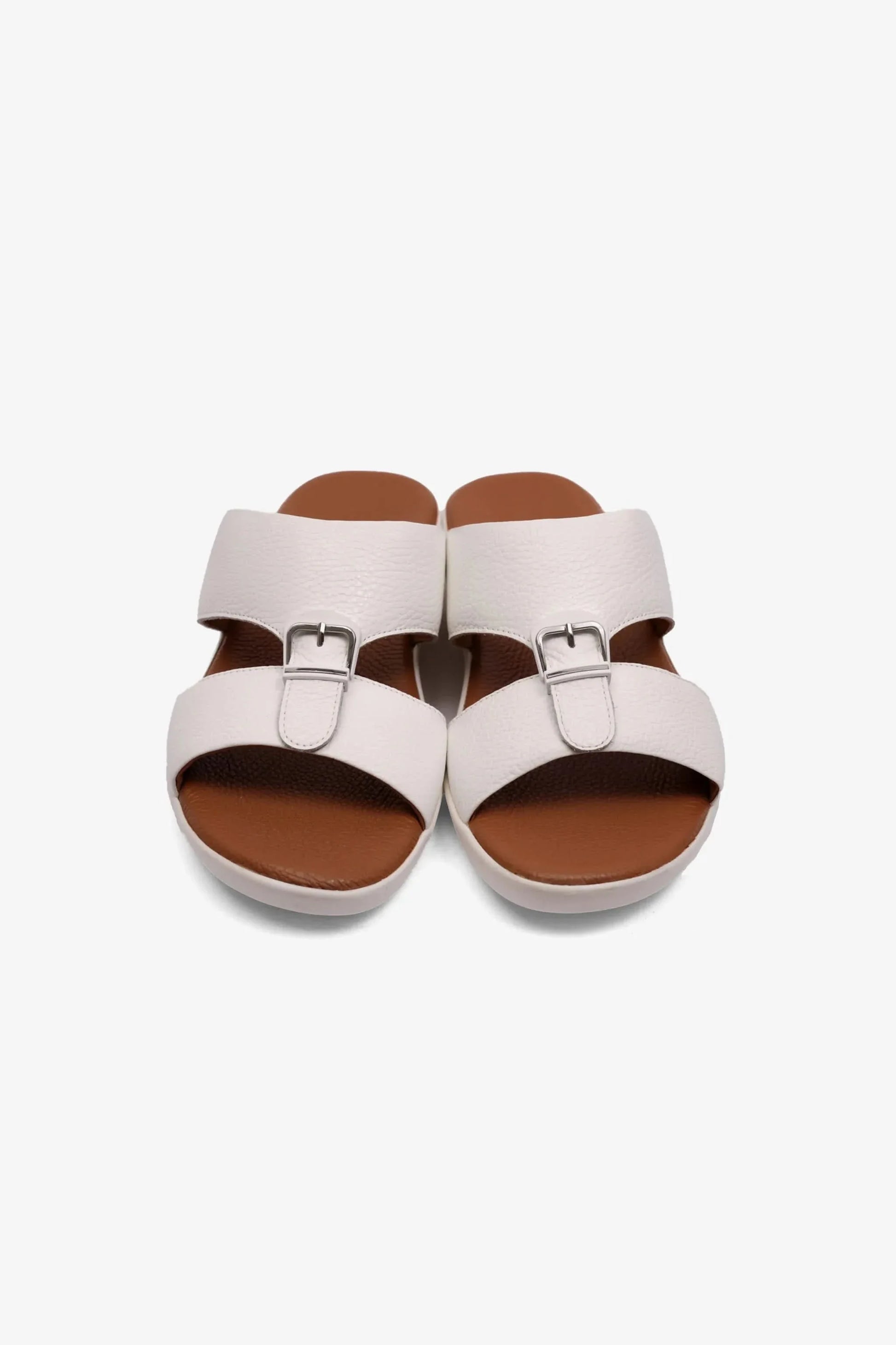 Comfort Plus Men's Flexible Outsole Leather Sandals White MSDCPSO411